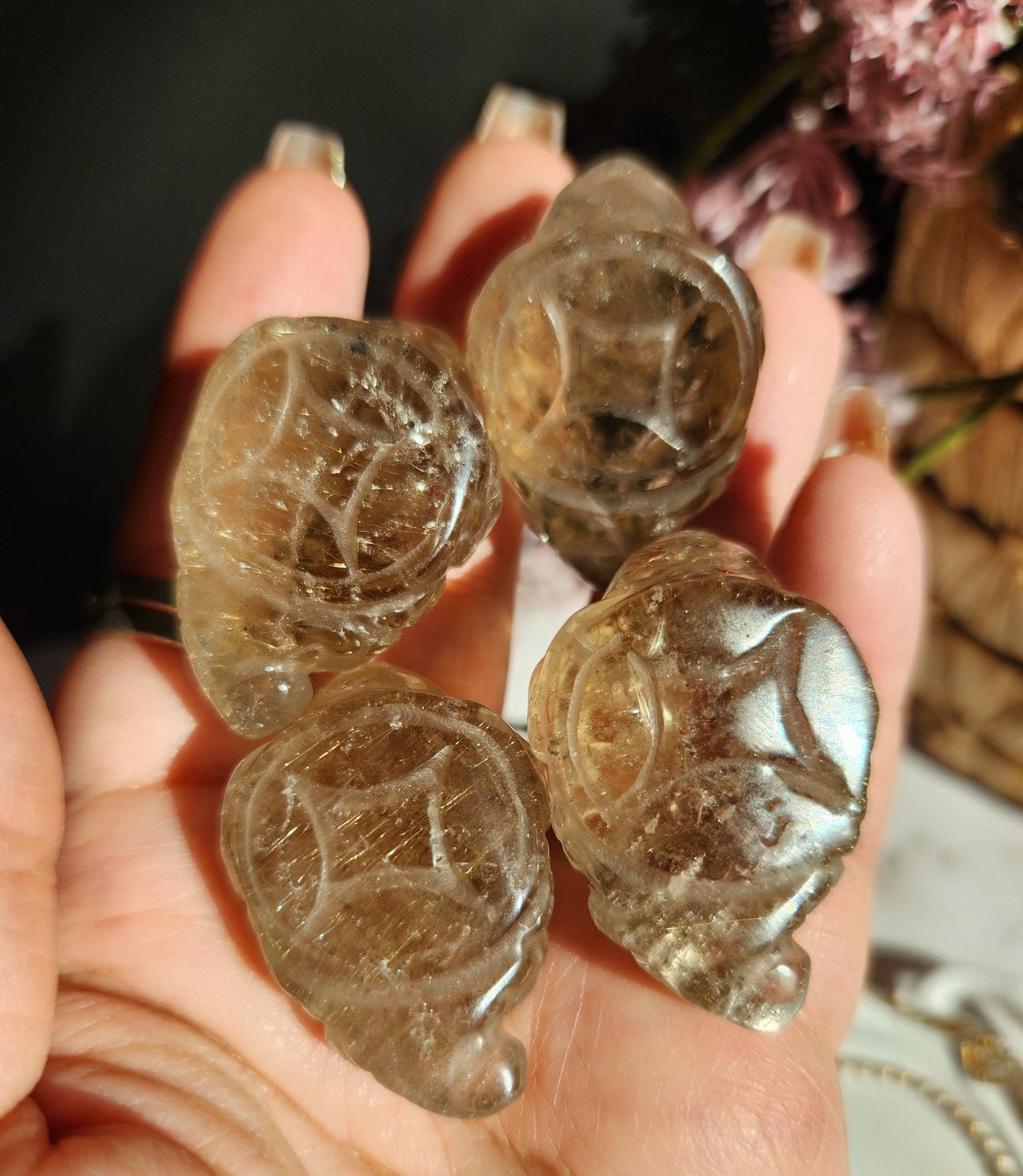 AAA golden rutile money toad carvings, money frog 34A