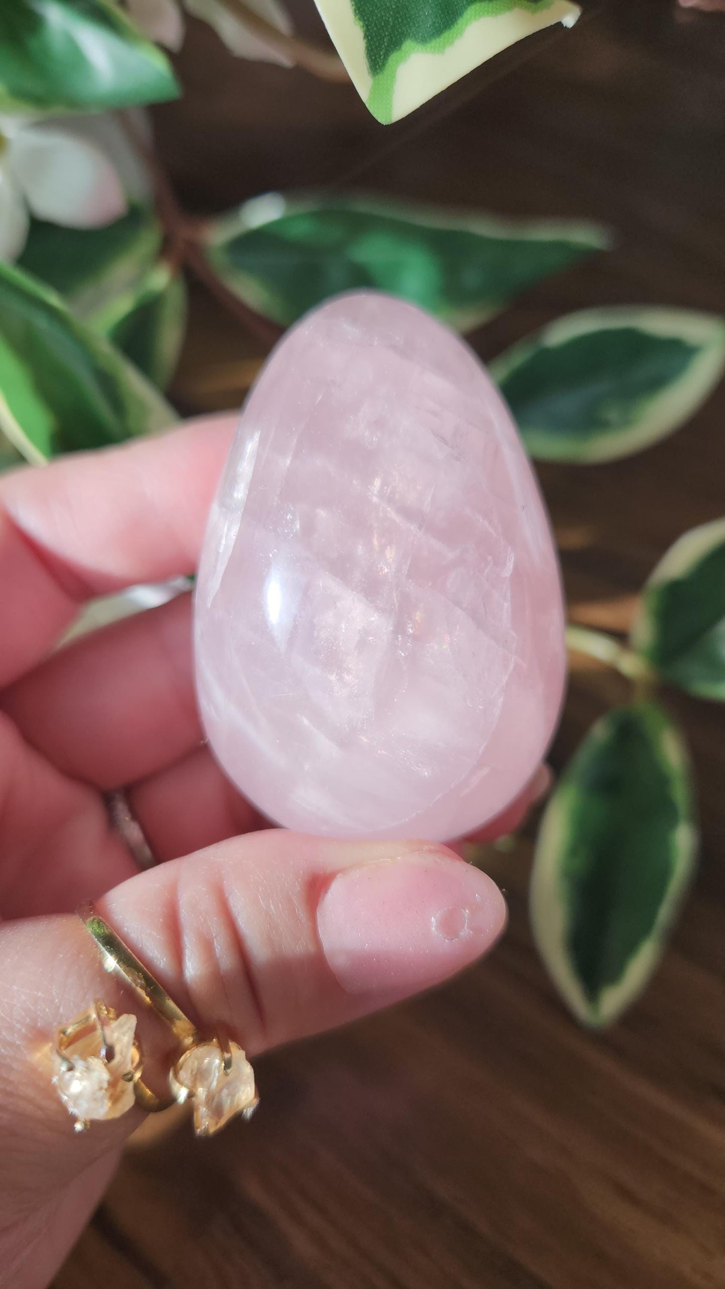 High quality rose quartz egg with beautiful rainbows