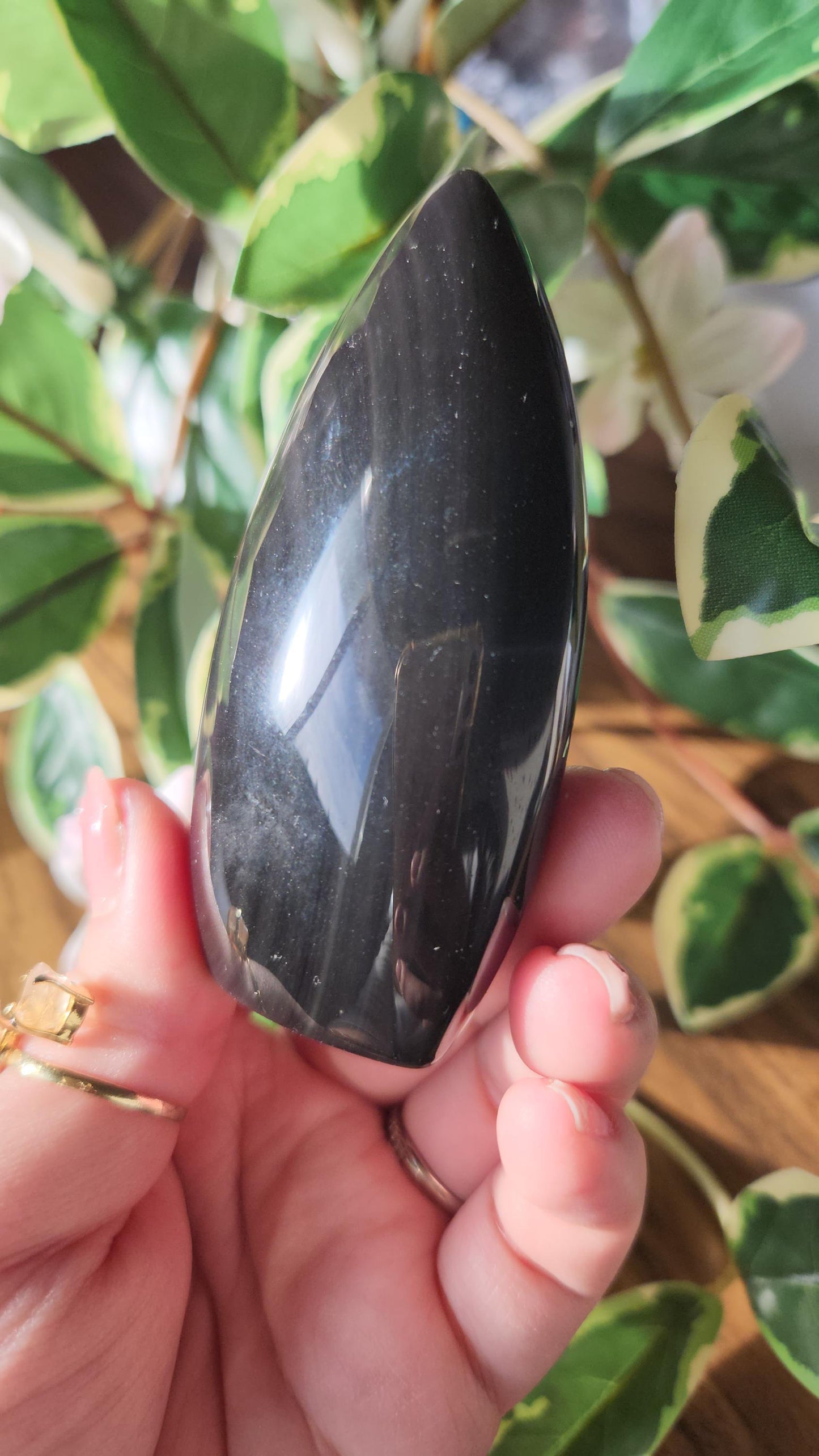 Stunning rainbow obsidian flame from Madagascar