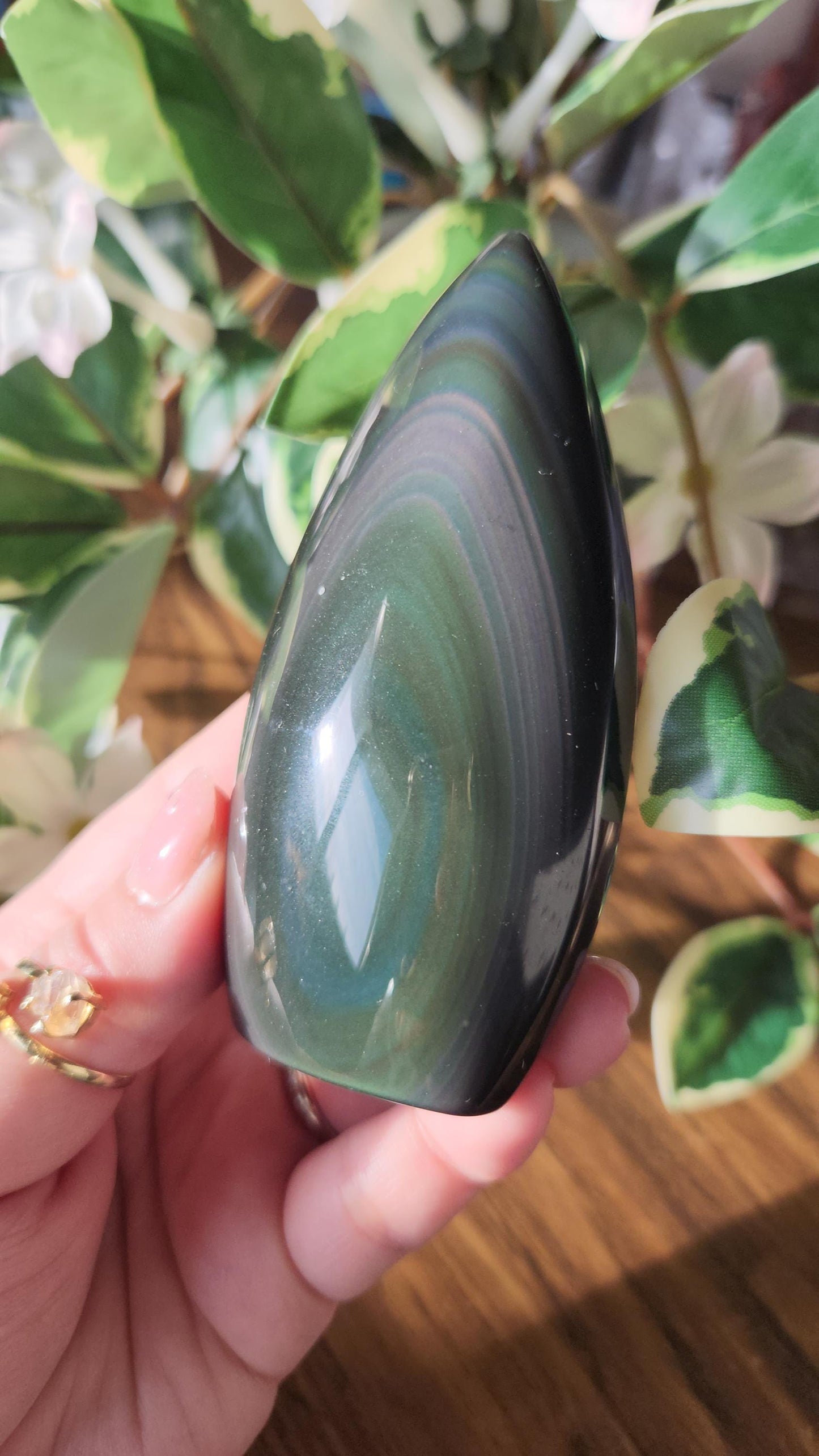 Stunning rainbow obsidian flame from Madagascar