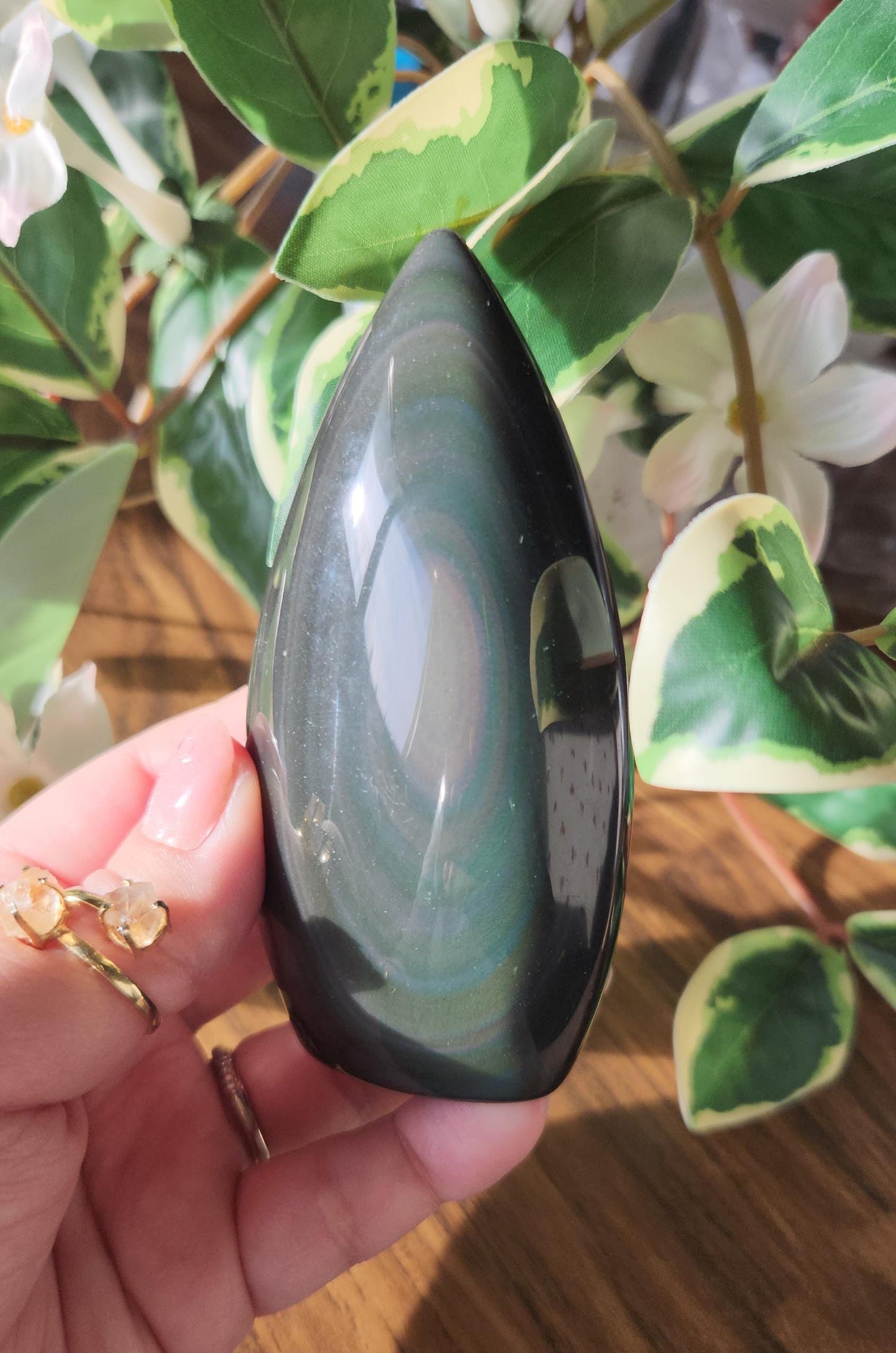 Stunning rainbow obsidian flame from Madagascar