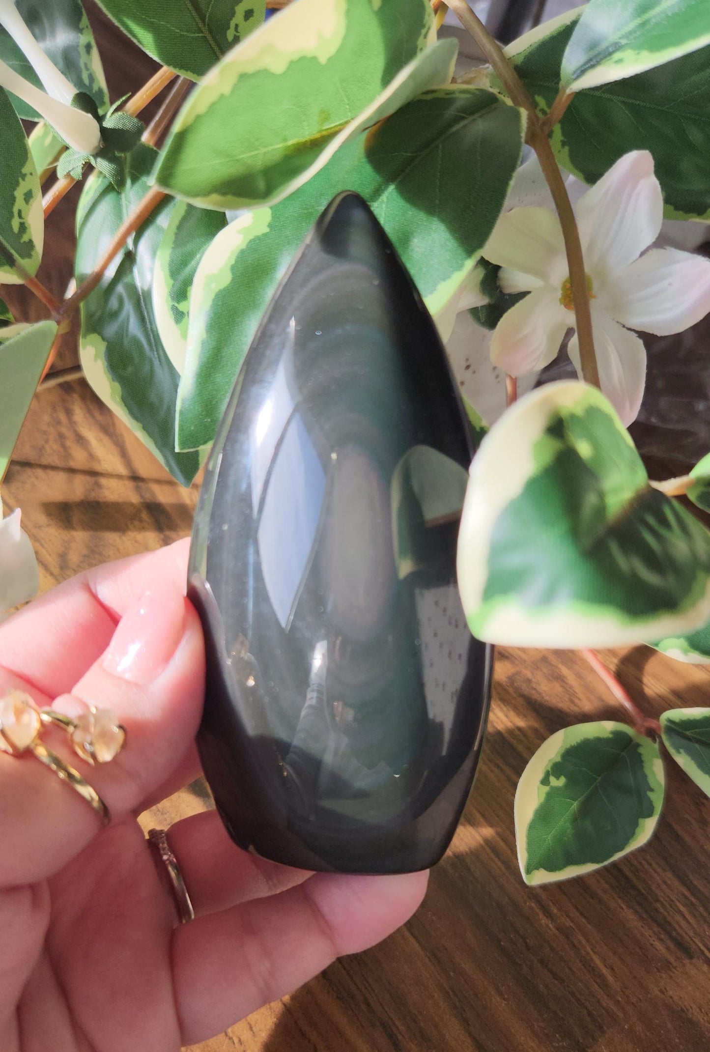 Stunning rainbow obsidian flame from Madagascar