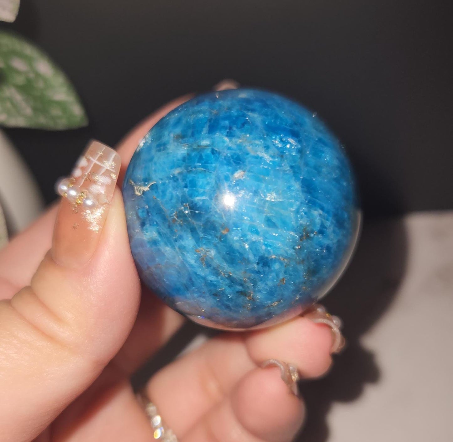 Beautiful natural blue appetite sphere with flash, B