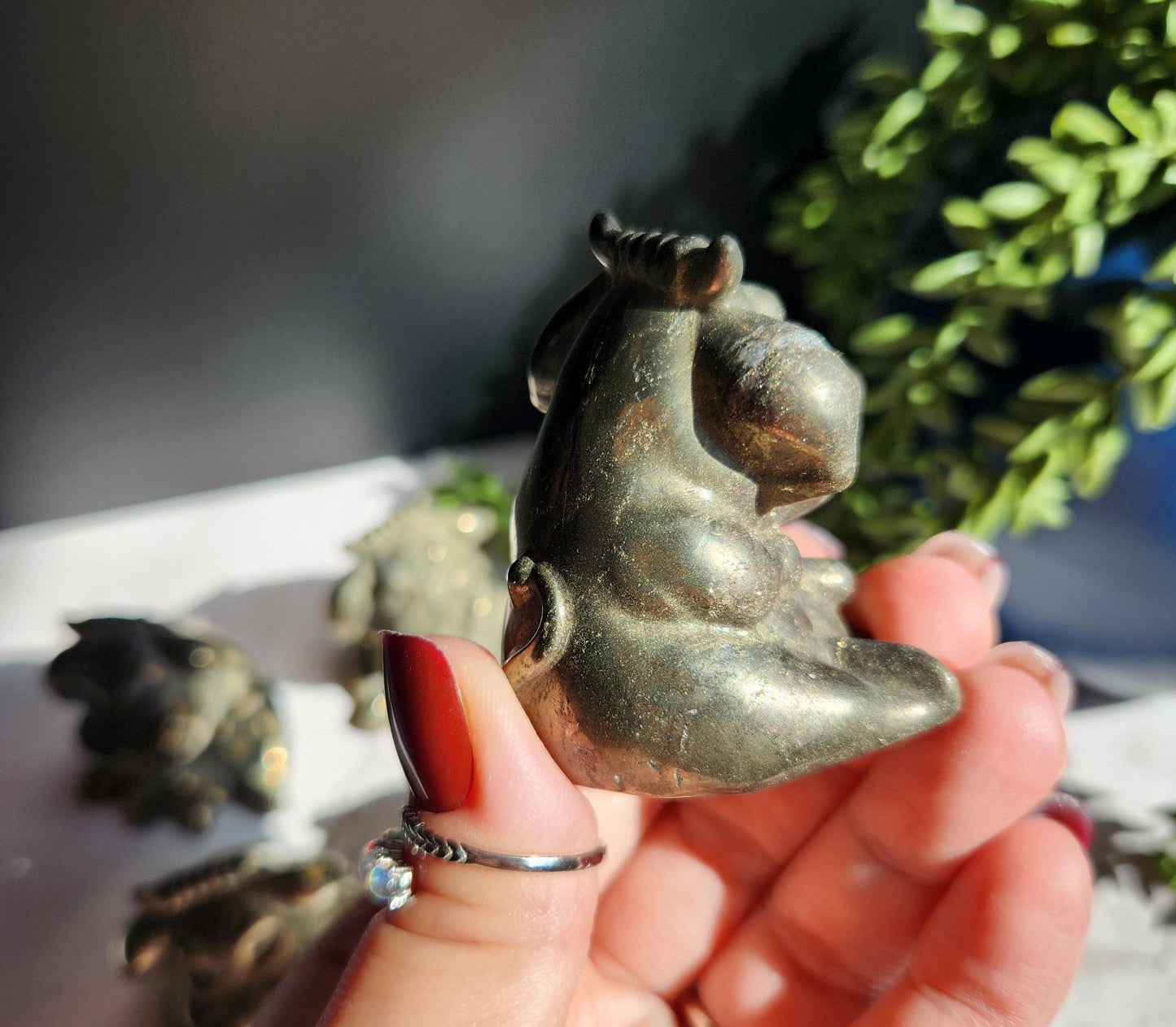 Pyrite milking cow carving for money manifesting