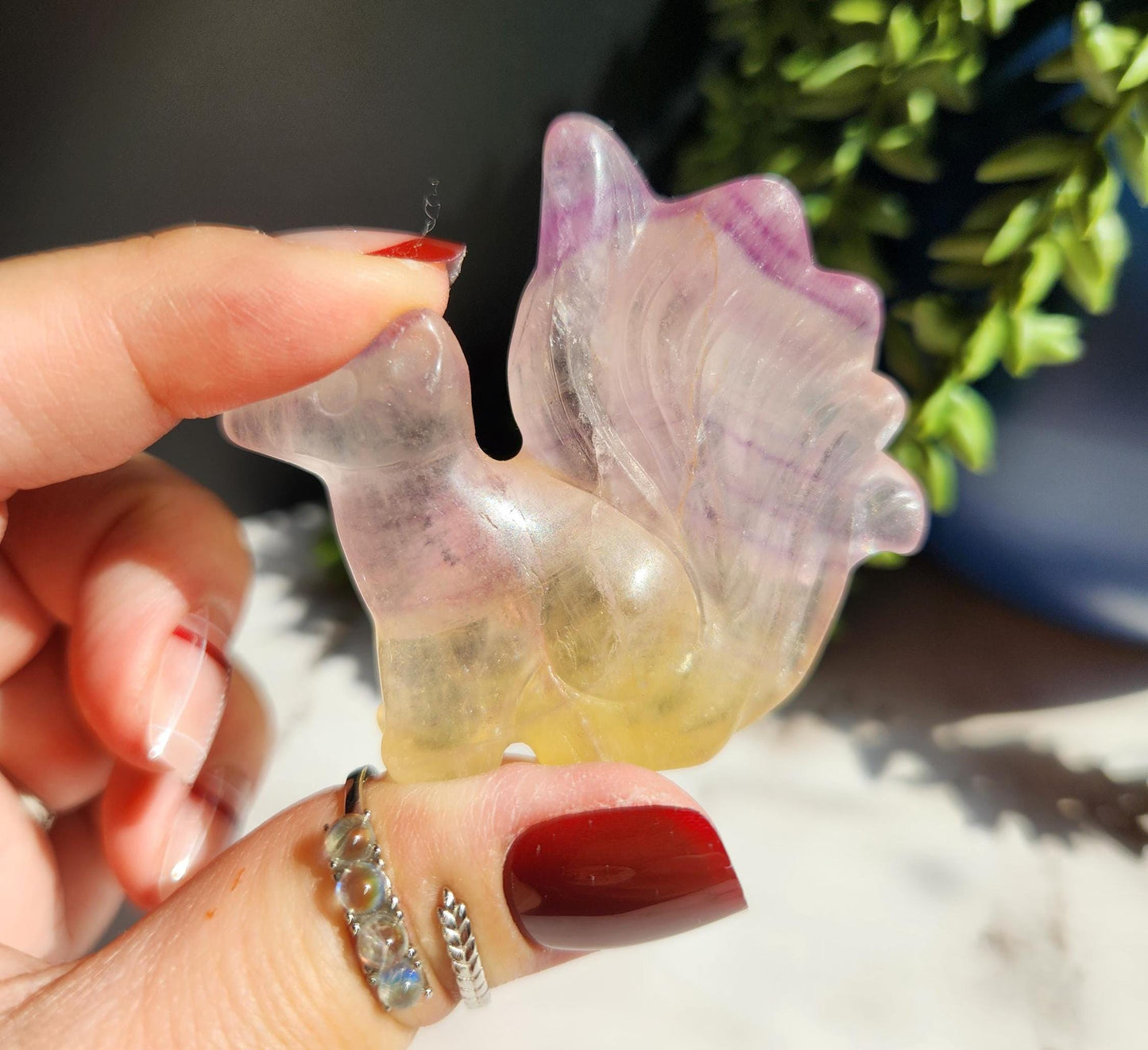 AAA fluorite 9 tail fox carving