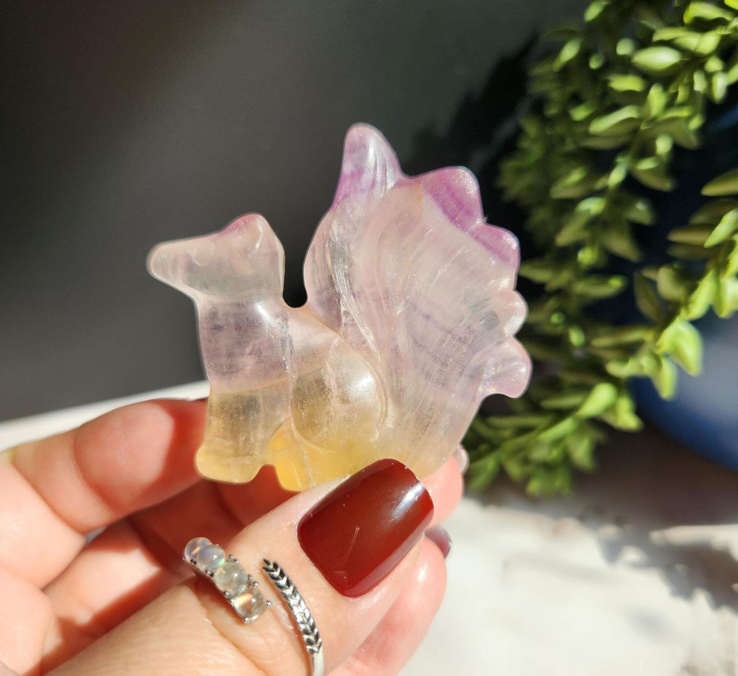 AAA fluorite 9 tail fox carving