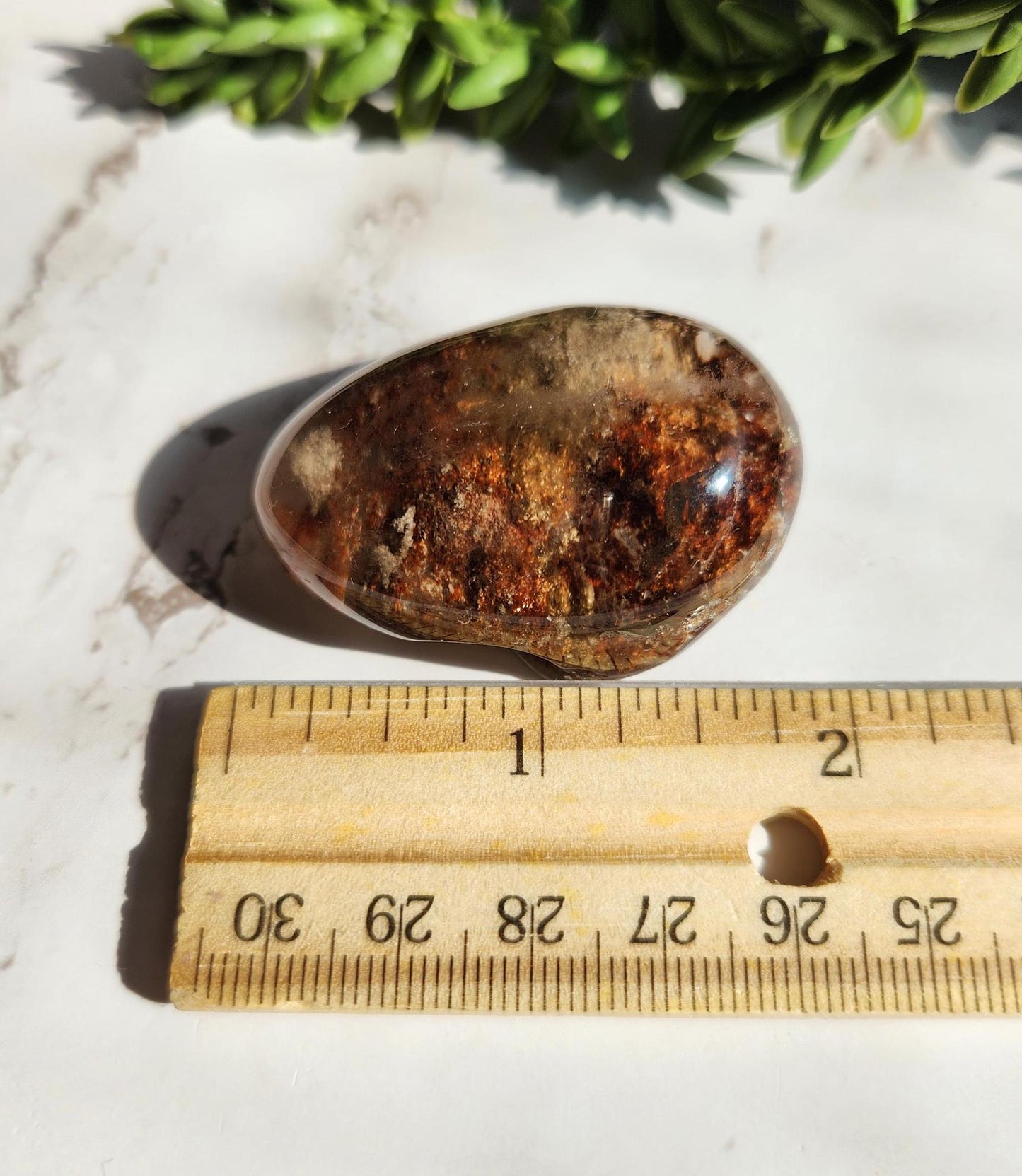 Amazing lodolite garden quartz lens from Brazil, half polish and half raw, natural