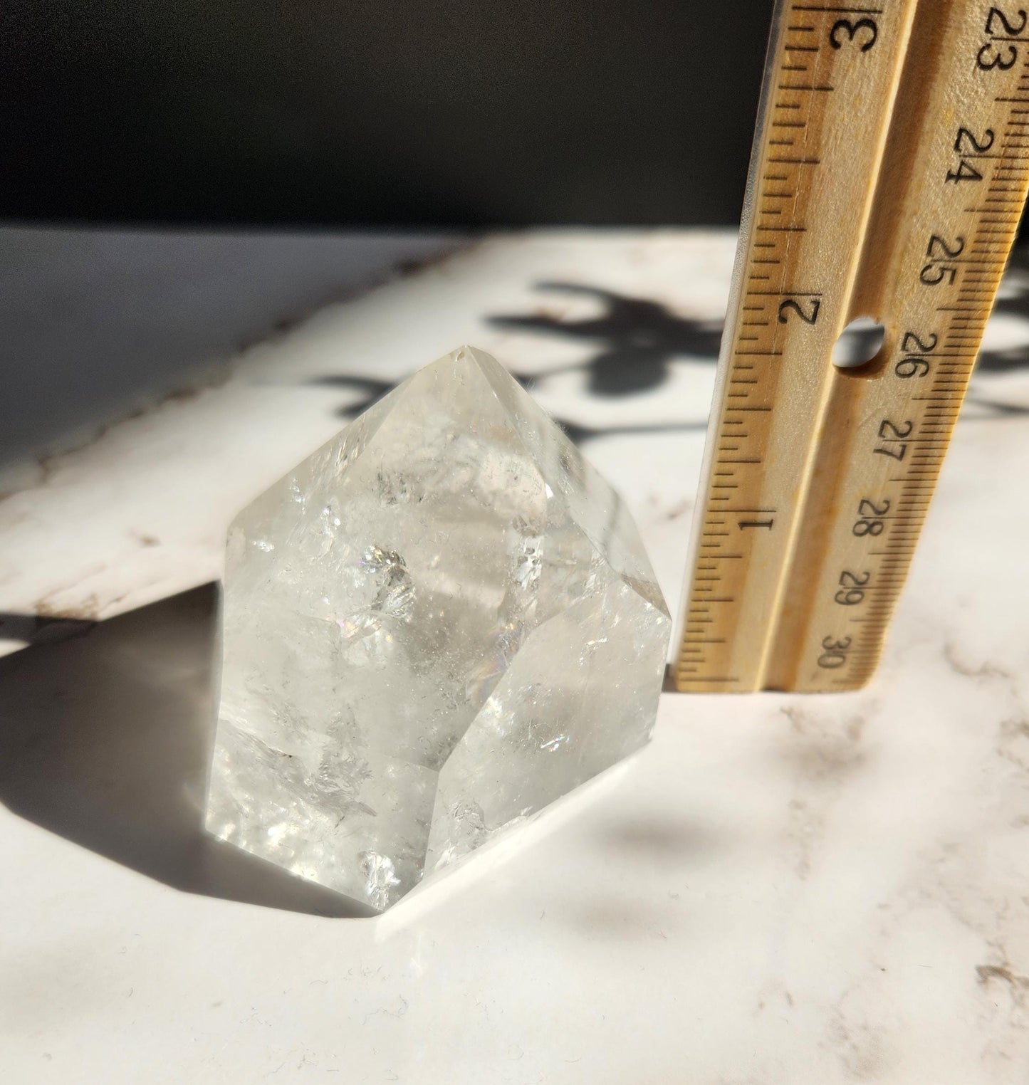 Beautiful chunky clear quartz tower with rainbows from Brazil V44