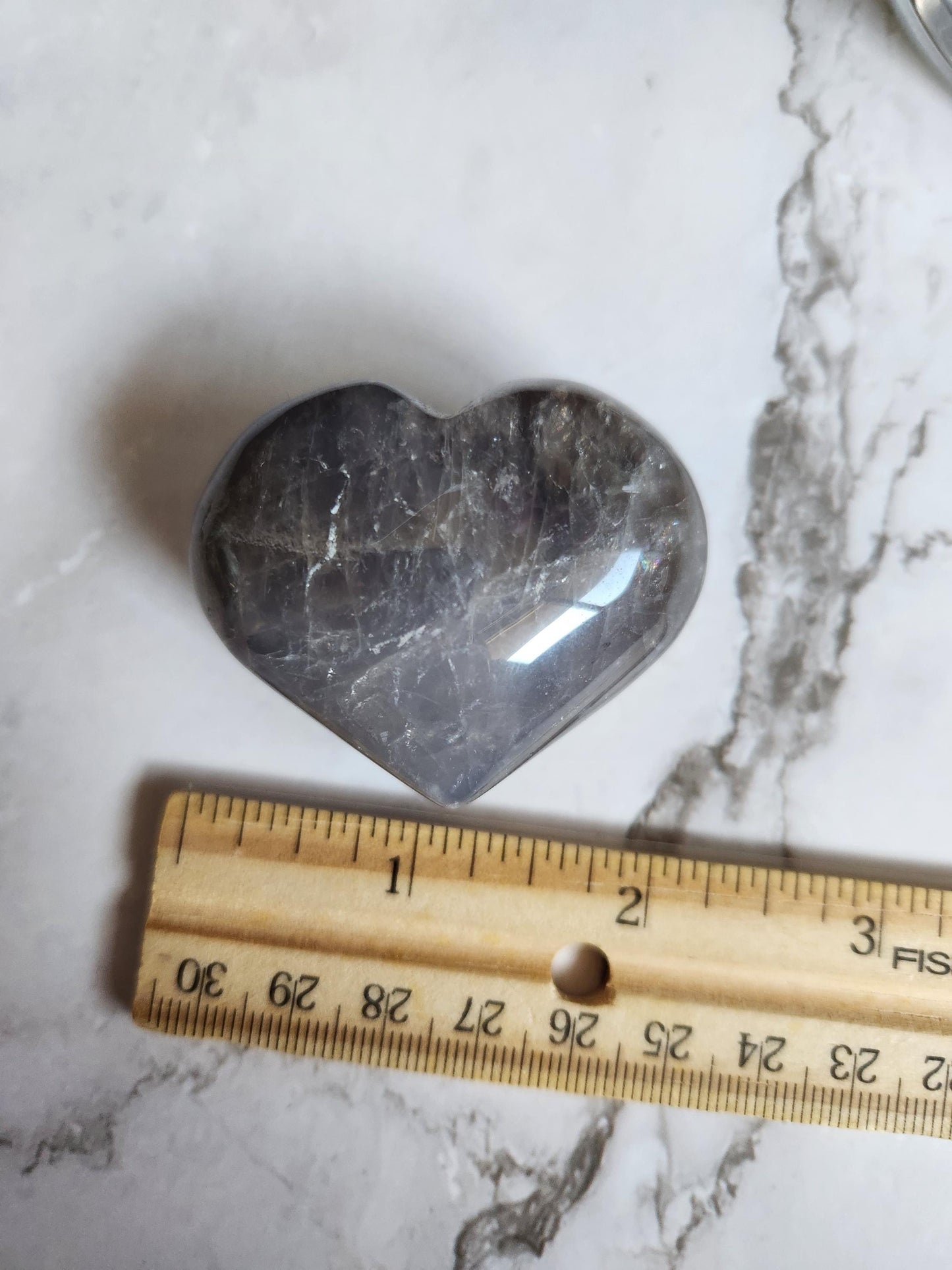Beautiful blue rose quartz heart with rainbows from Madagascar 15A