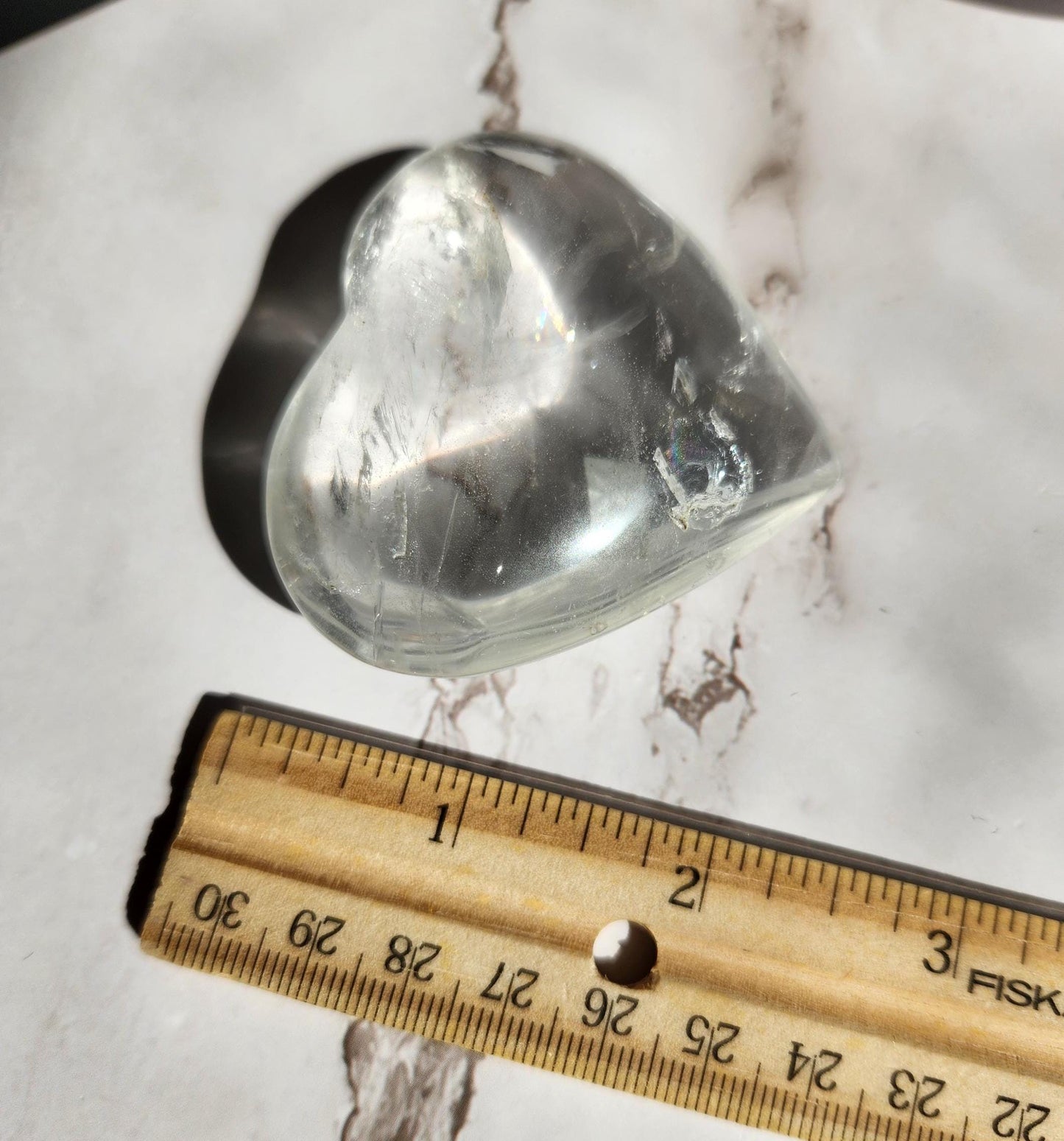 Beautiful clear quartz heart with rainbows from Brazil 29A