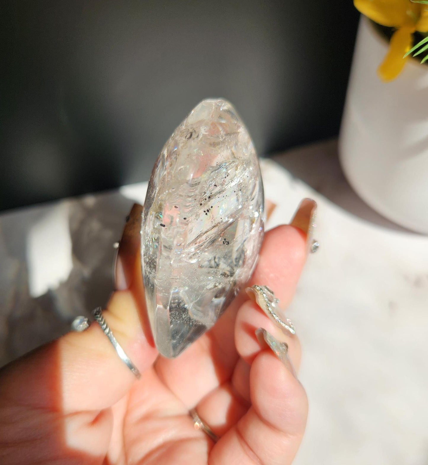 AAA clear quartz heart with rainbows from Brazil 33C