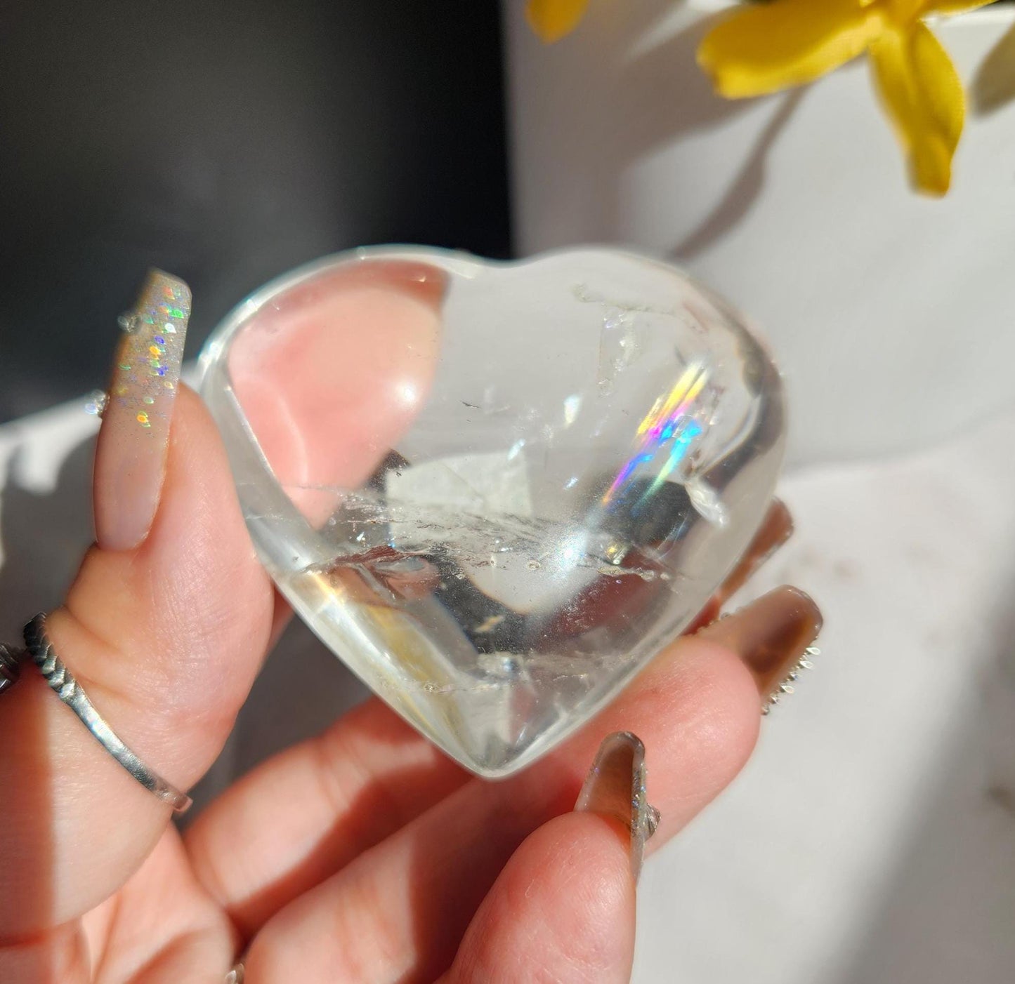 AAA Beautiful clear quartz heart with rainbows from Brazil 22F