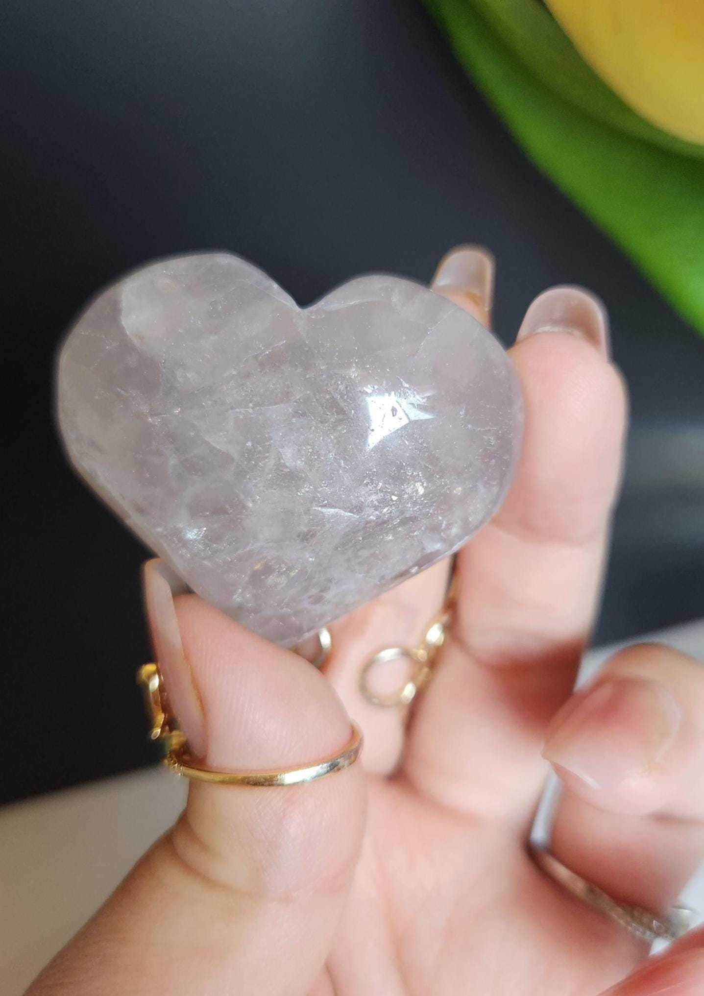 Beautiful blue rose quartz heart with rainbows from Madagascar 8D