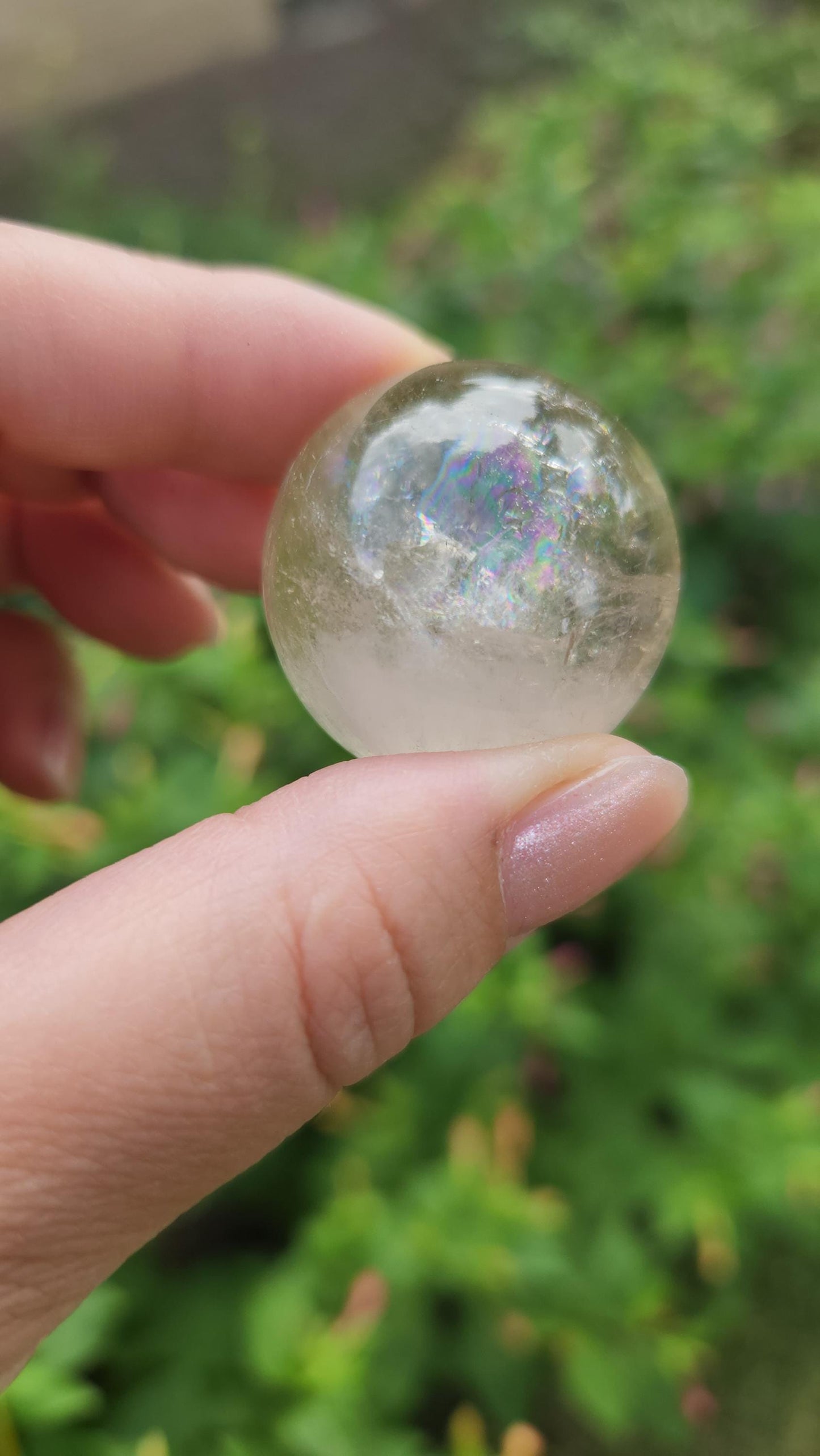 Gorgeous natural light honey citrine sphere from Brazil with rainbows, genuine, untreated  37CS