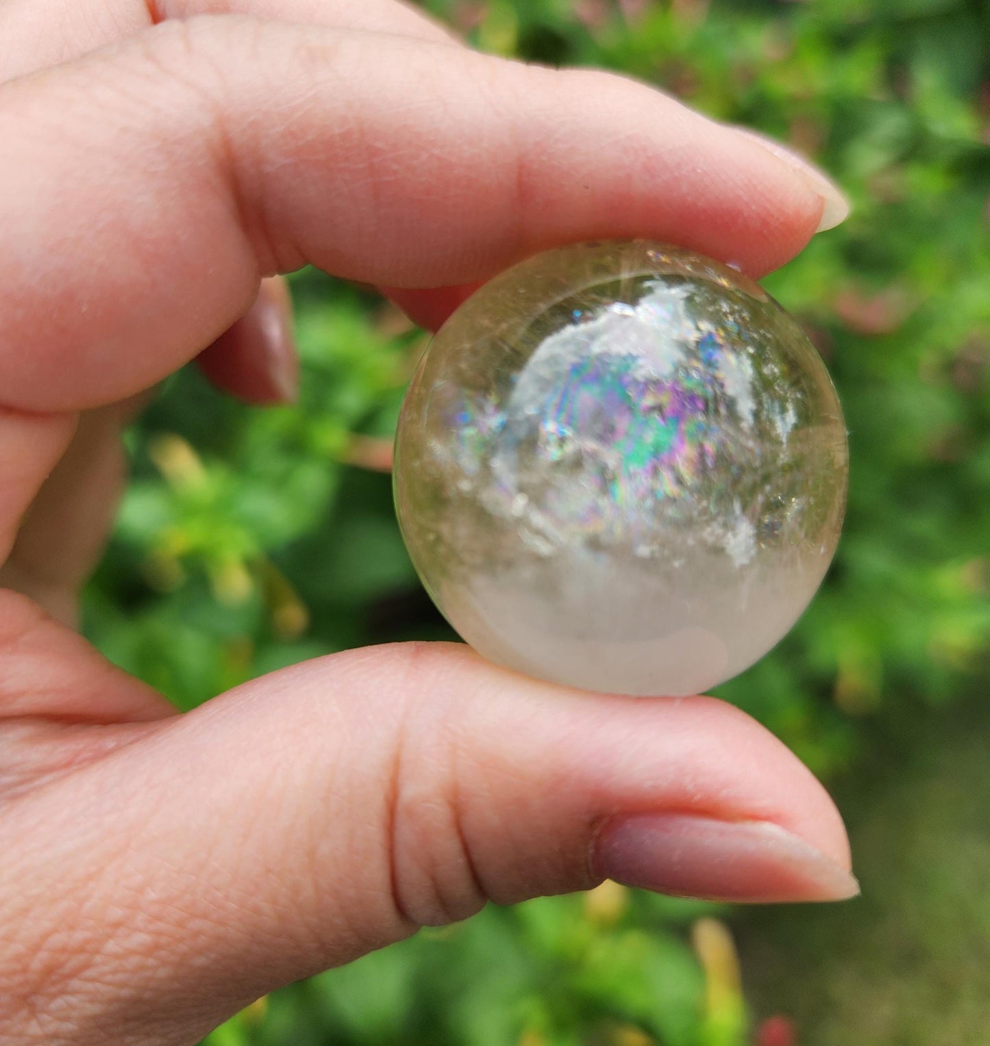 Gorgeous natural light honey citrine sphere from Brazil with rainbows, genuine, untreated  37CS