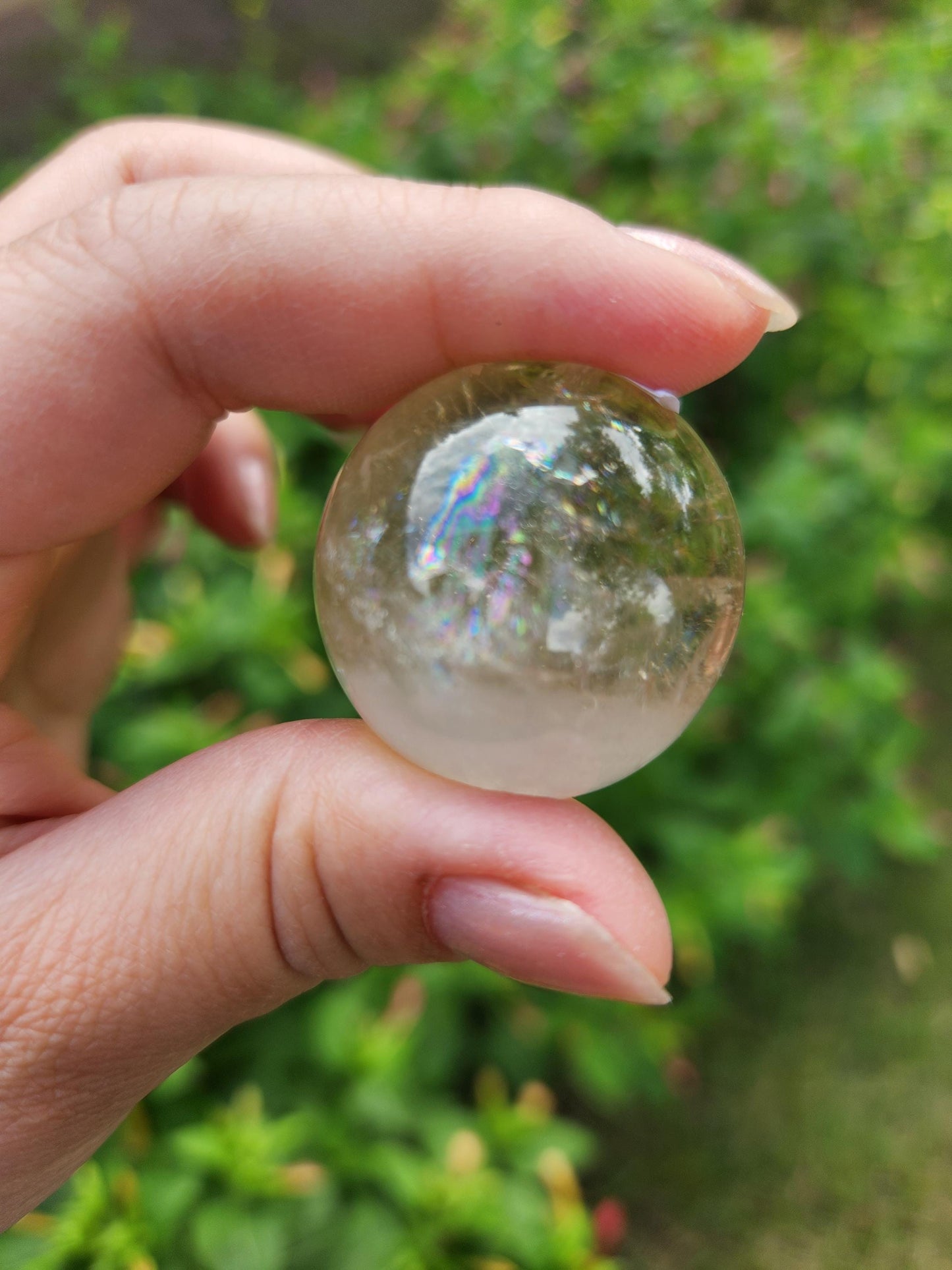 Gorgeous natural light honey citrine sphere from Brazil with rainbows, genuine, untreated  37CS