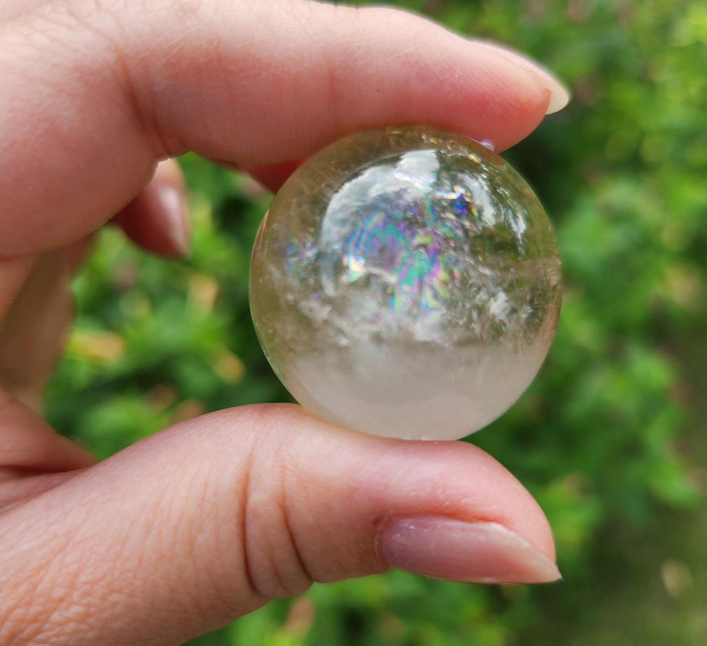 Gorgeous natural light honey citrine sphere from Brazil with rainbows, genuine, untreated  37CS
