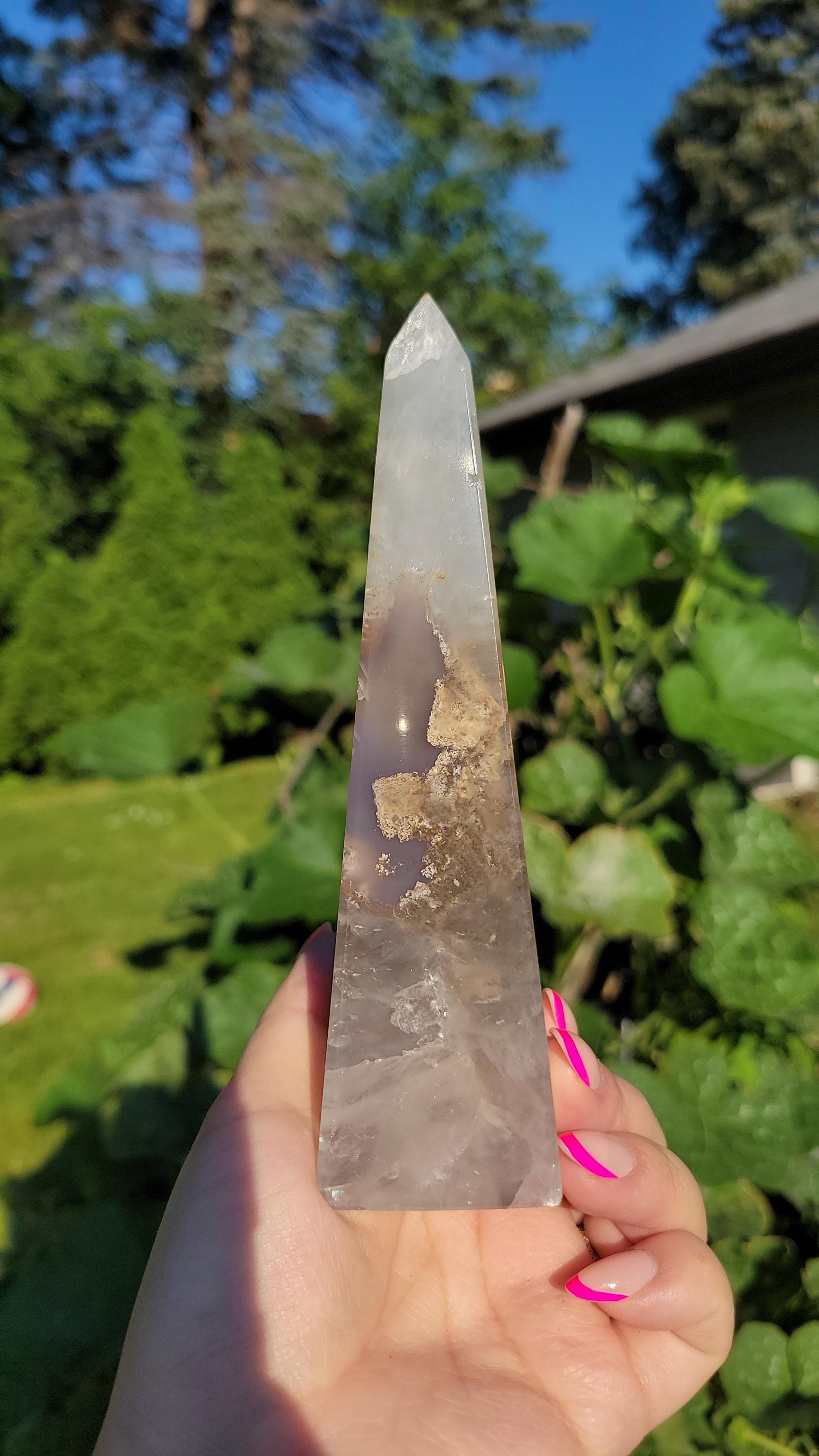 Druzy agate obelisk tower
