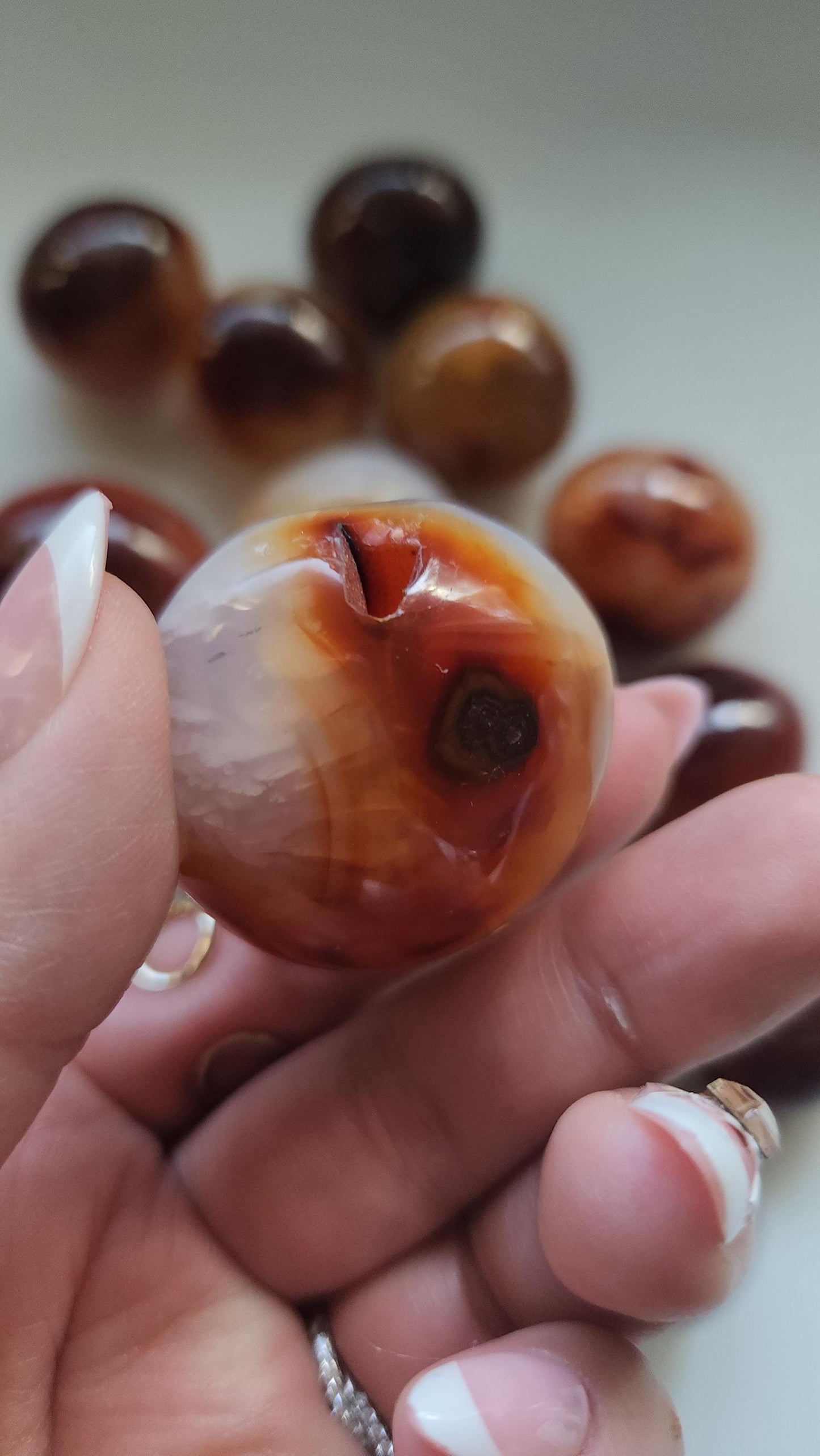Beautiful carnelian palms, small palm stones