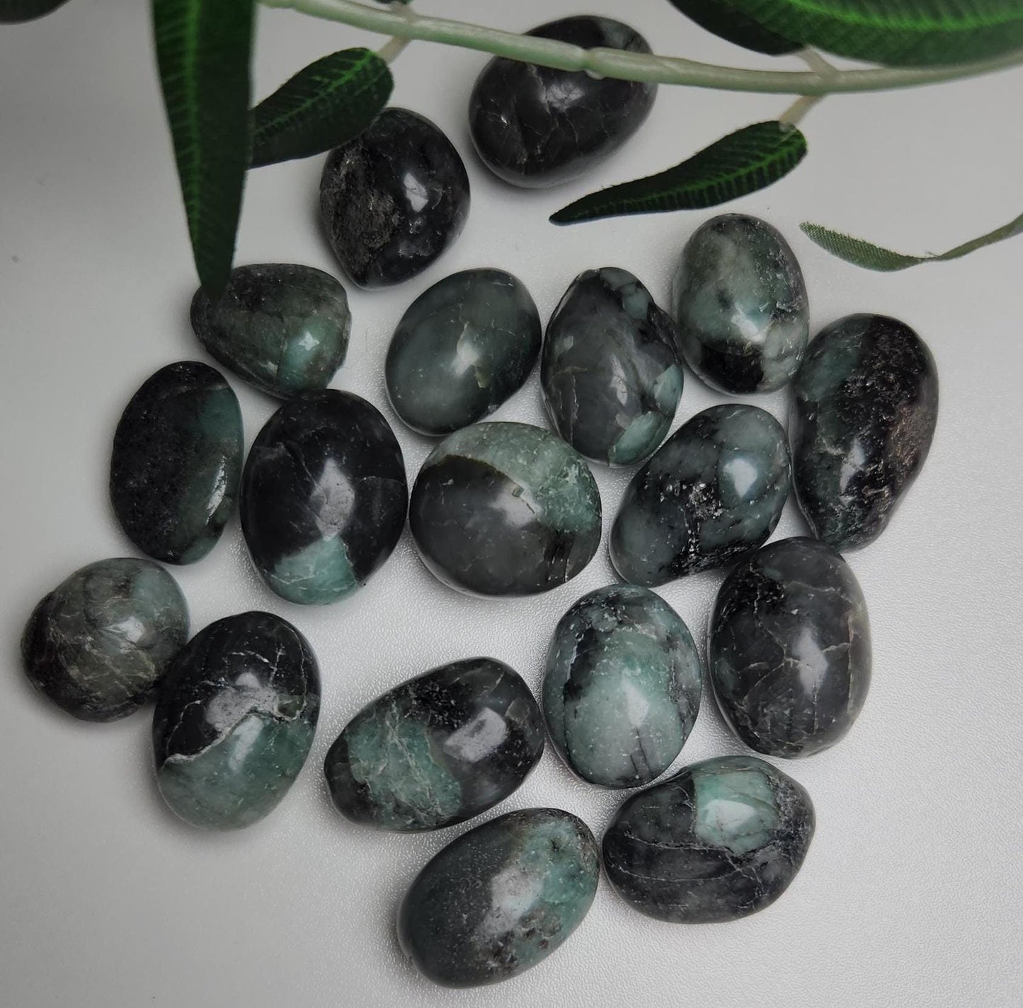 Amazing green emerald tumbles