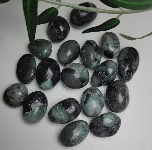 Amazing green emerald tumbles