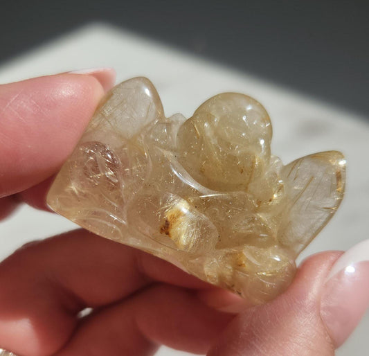 Hand carved buddha, genuine high quality golden rutile