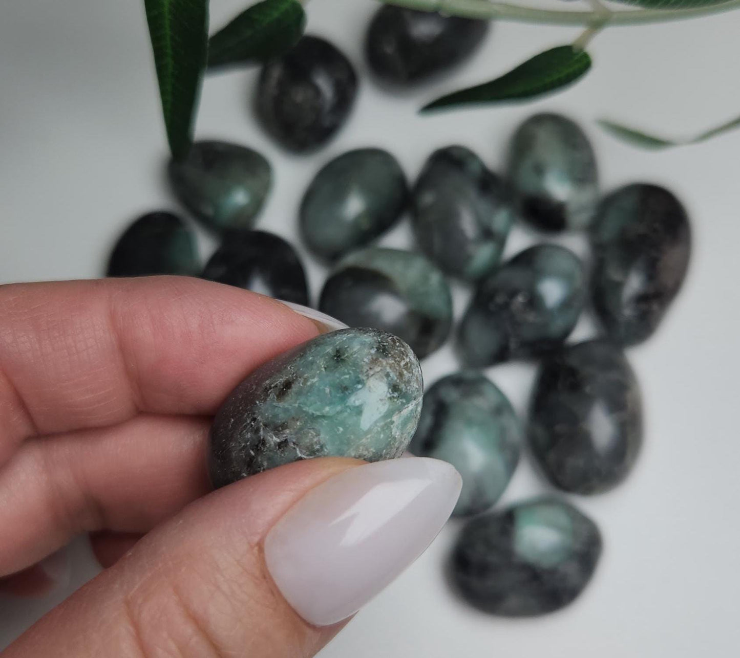 Amazing green emerald tumbles