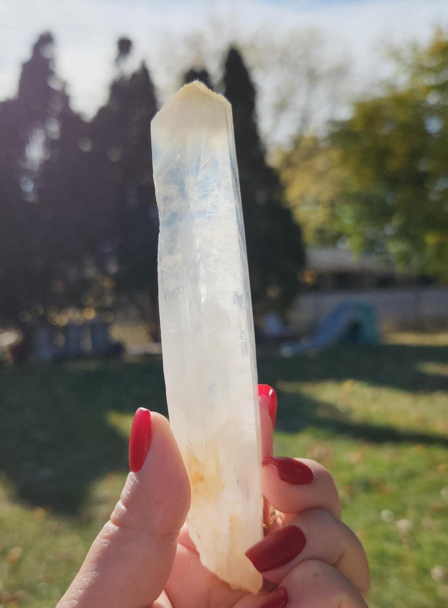 Amazing rare mango quartz, cigar point with smoke from Columbia, self healed