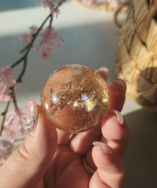High quality natural honey citrine sphere from Brazil, genuine, untreated