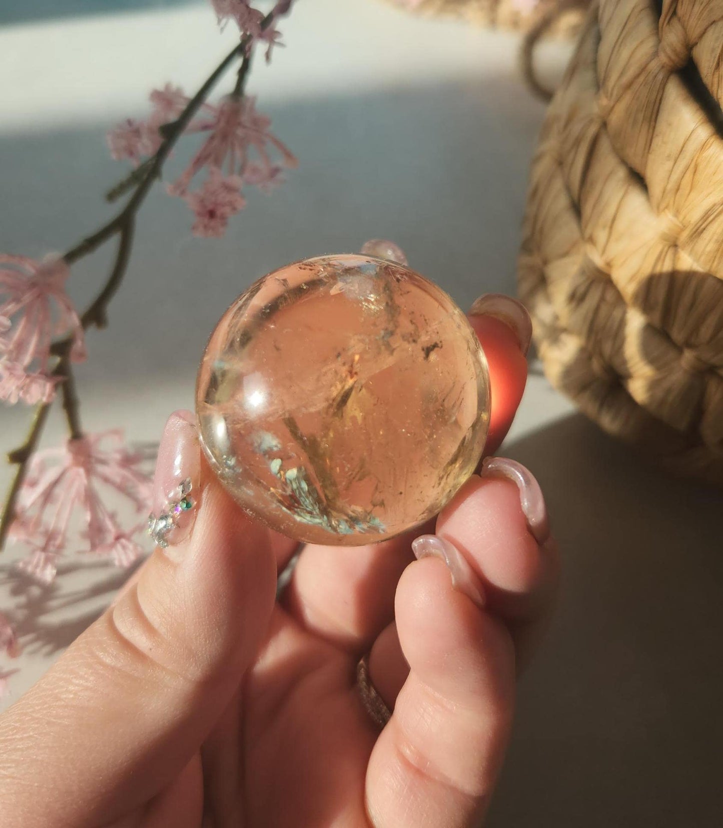 High quality natural honey citrine sphere from Brazil, genuine, untreated