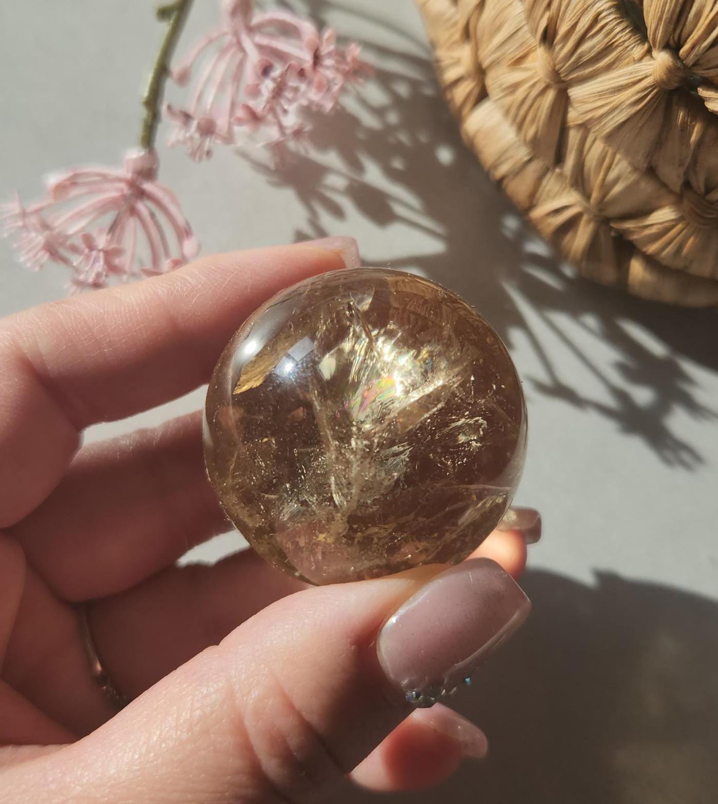 High quality natural honey citrine sphere from Brazil, genuine, untreated
