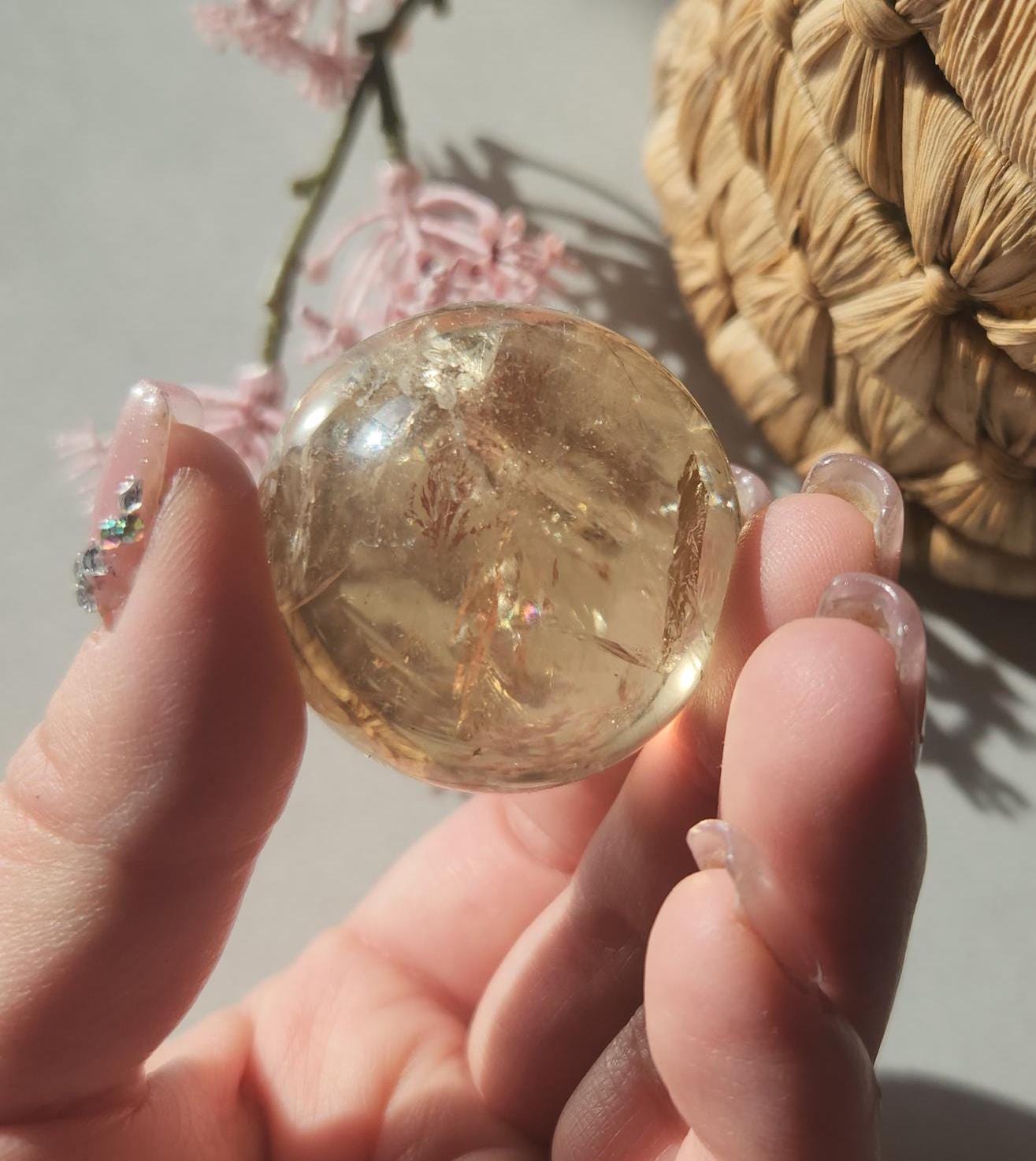 High quality natural honey citrine sphere from Brazil, genuine, untreated