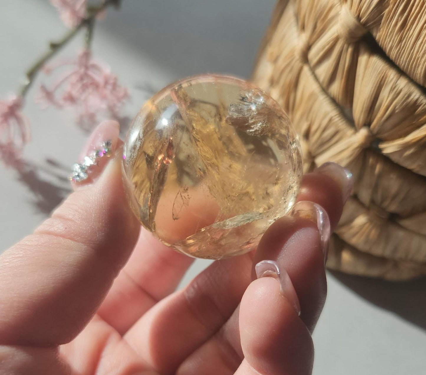 High quality natural honey citrine sphere from Brazil, genuine, untreated
