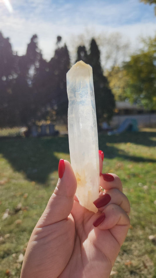 Amazing rare mango quartz, cigar point with smoke from Columbia, self healed