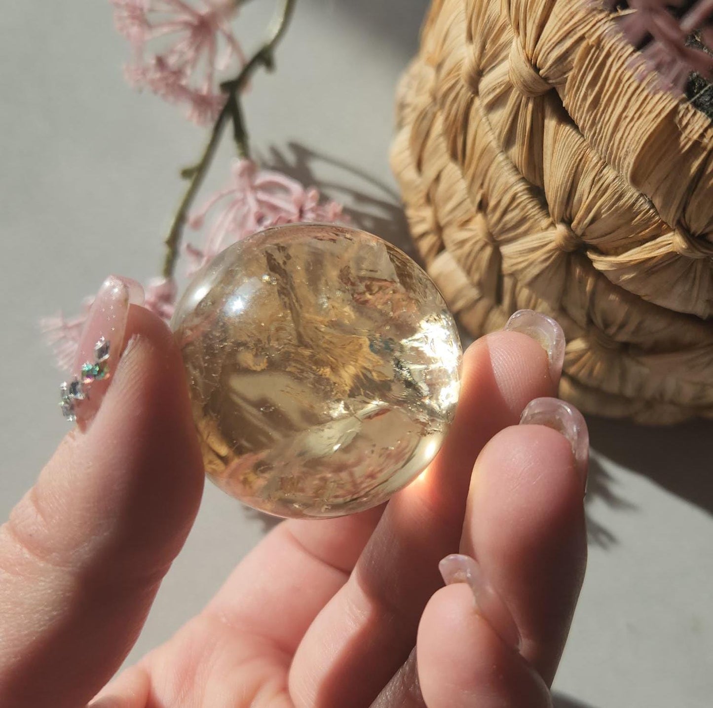 High quality natural honey citrine sphere from Brazil, genuine, untreated
