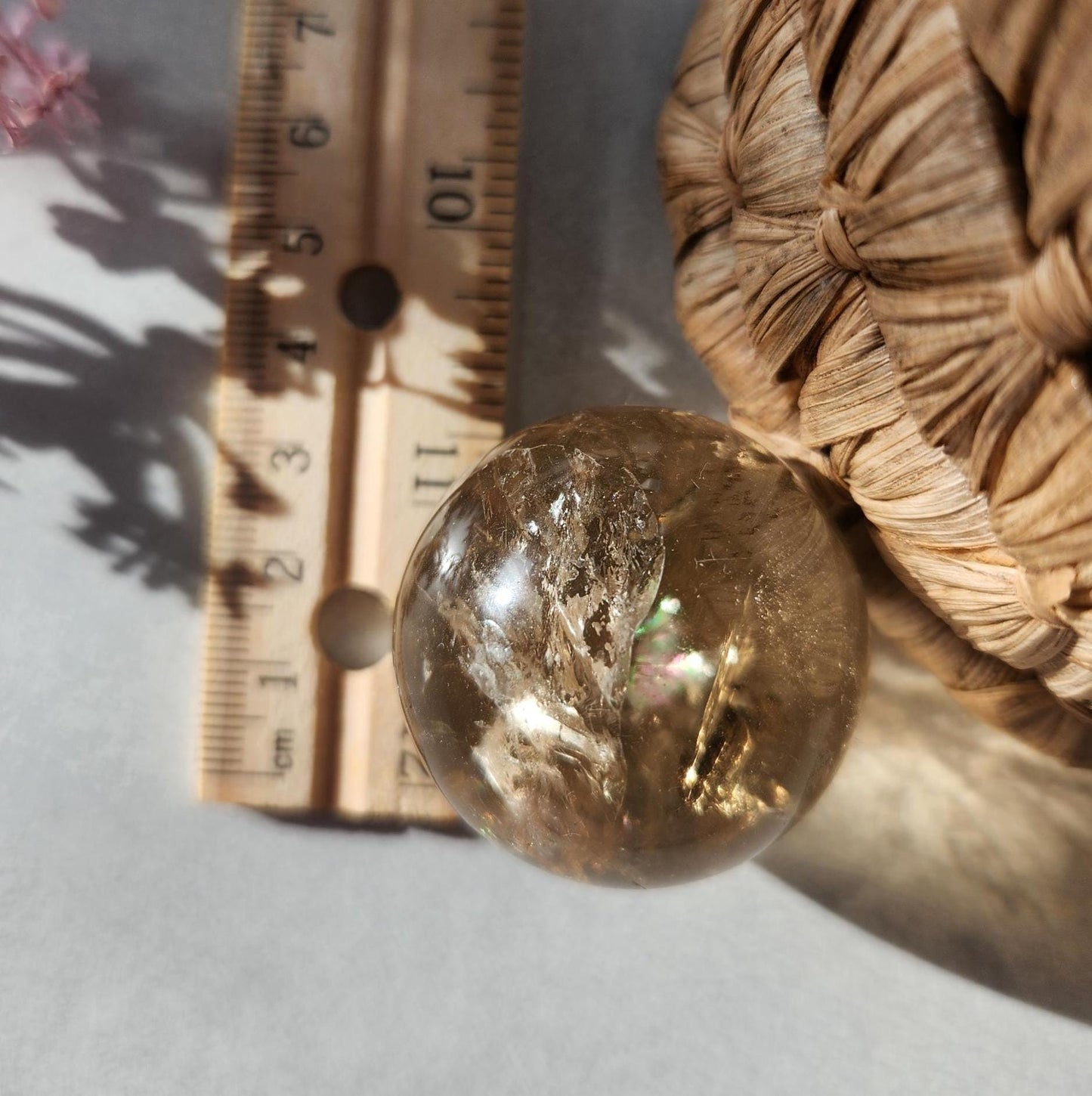 High quality natural honey citrine sphere from Brazil, genuine, untreated