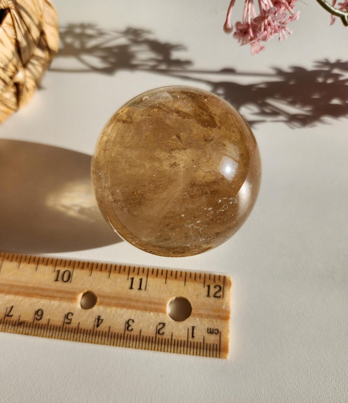 Beautiful natural honey citrine sphere from Brazil with rainbows, genuine,  untreated  164CS