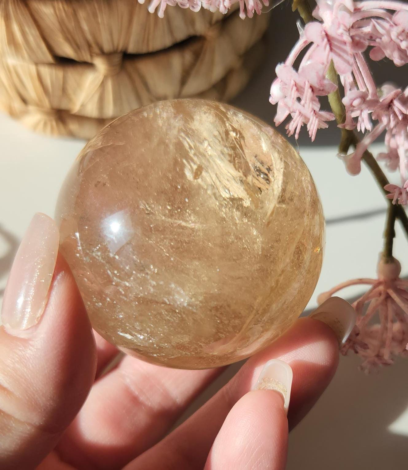 Honey citrine sphere