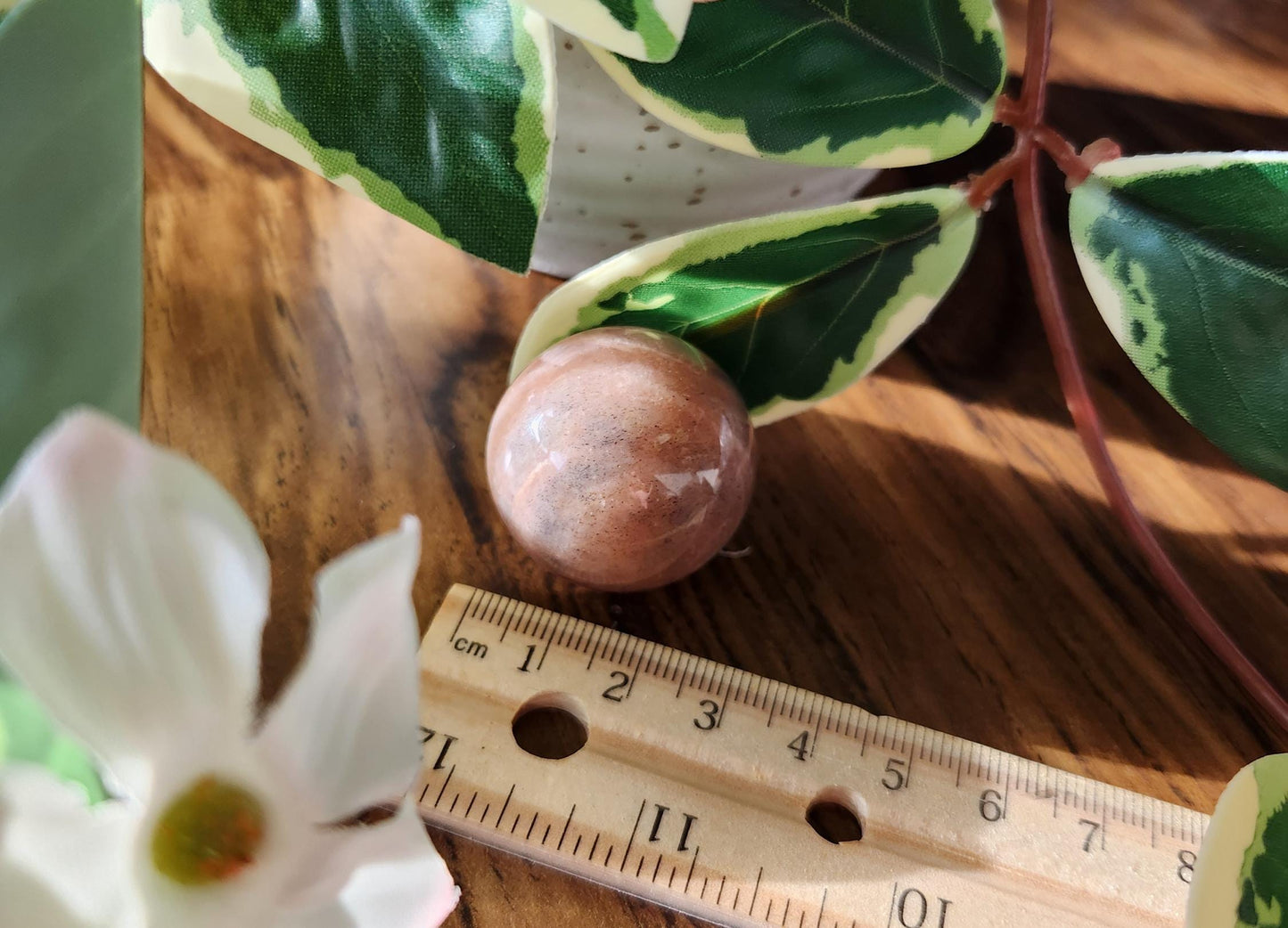 Peach moonstone sphere