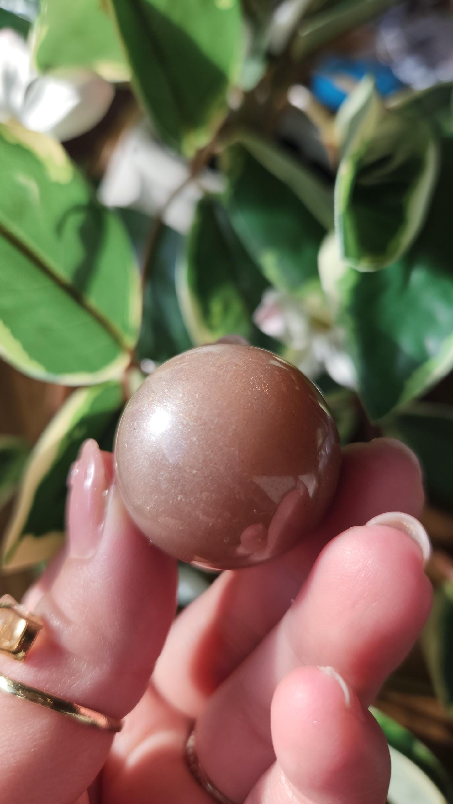 Beautiful high flash peach moonstone sphere