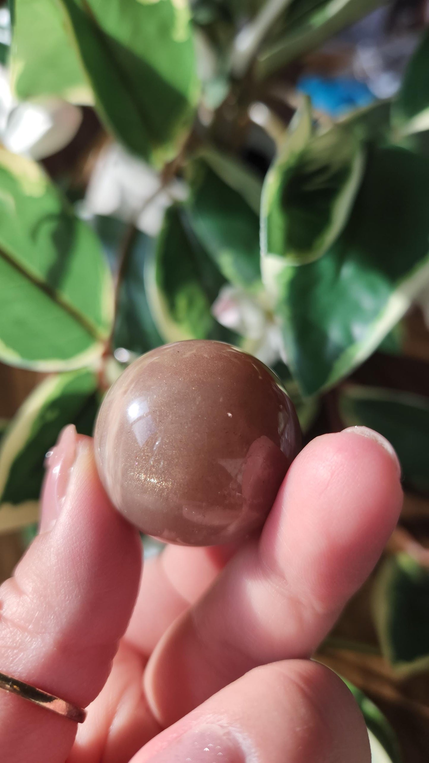 Beautiful high flash peach moonstone sphere