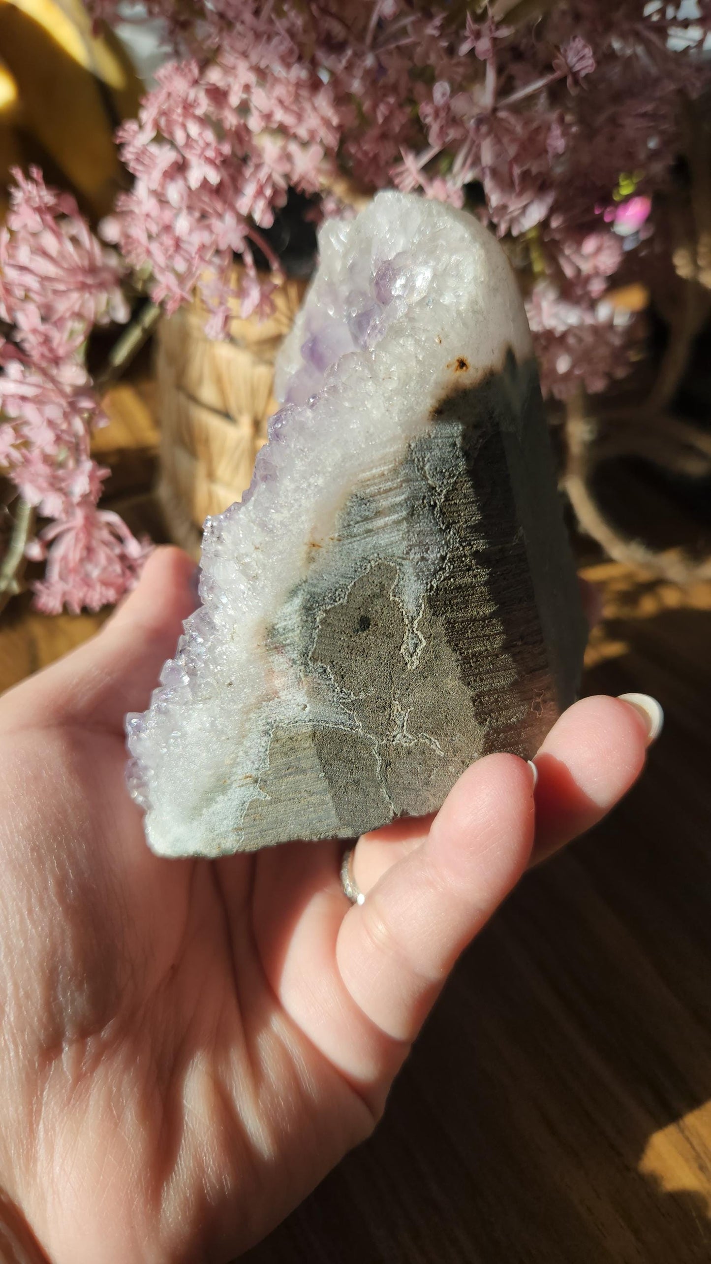 Beautiful light purple/lavender amethyst, raw cutbase, natural, from Brazil