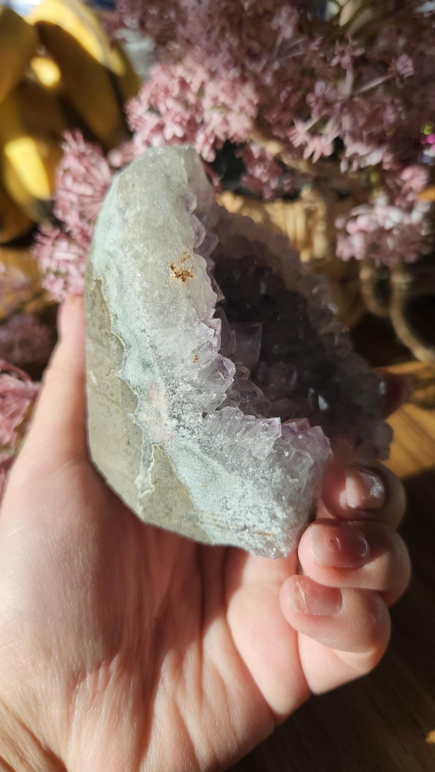 Beautiful light purple/lavender amethyst, raw cutbase, natural, from Brazil