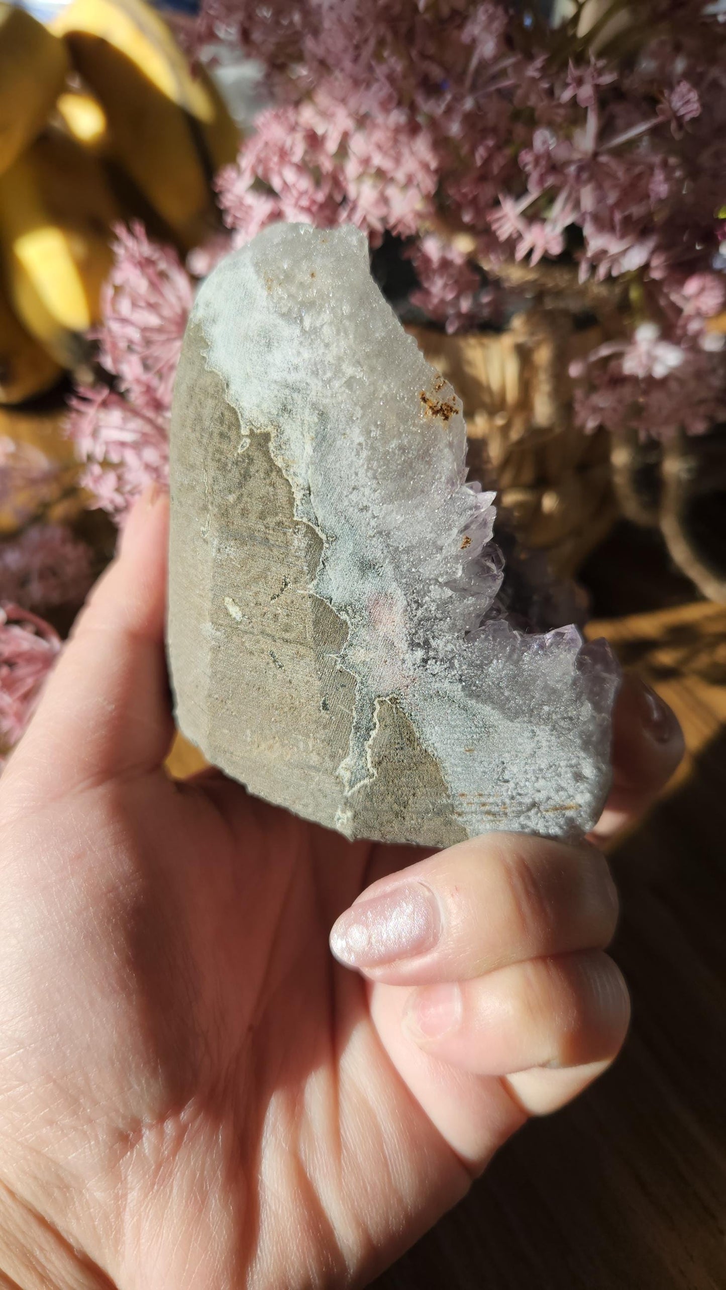 Beautiful light purple/lavender amethyst, raw cutbase, natural, from Brazil