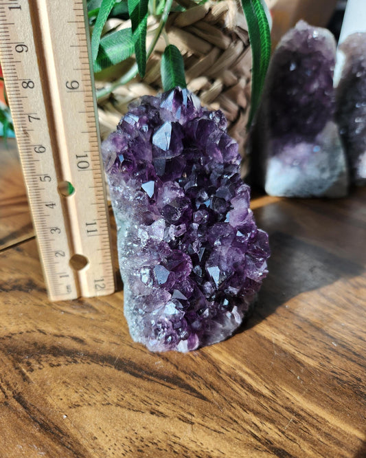 Stunning dark purple amethyst raw cutbase, natural, from Brazil