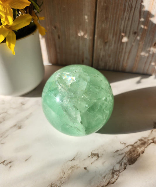 Natural green fluorite sphere