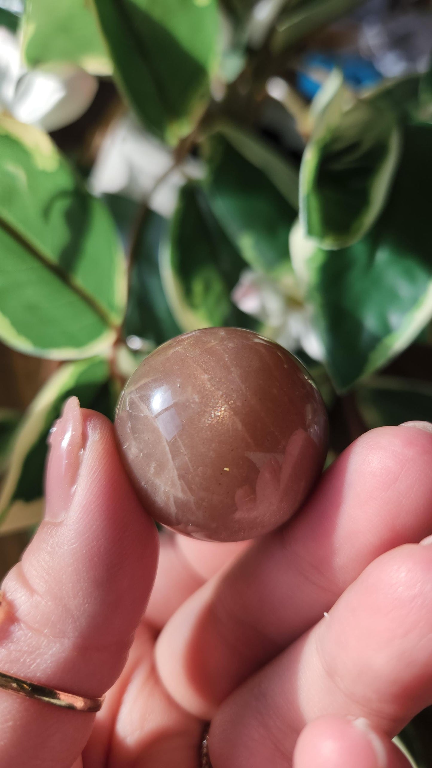Beautiful high flash peach moonstone sphere