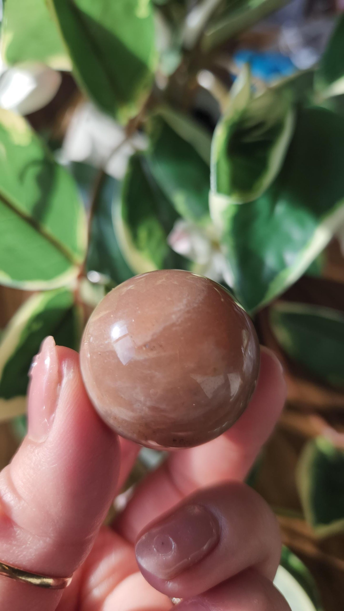 Beautiful high flash peach moonstone sphere