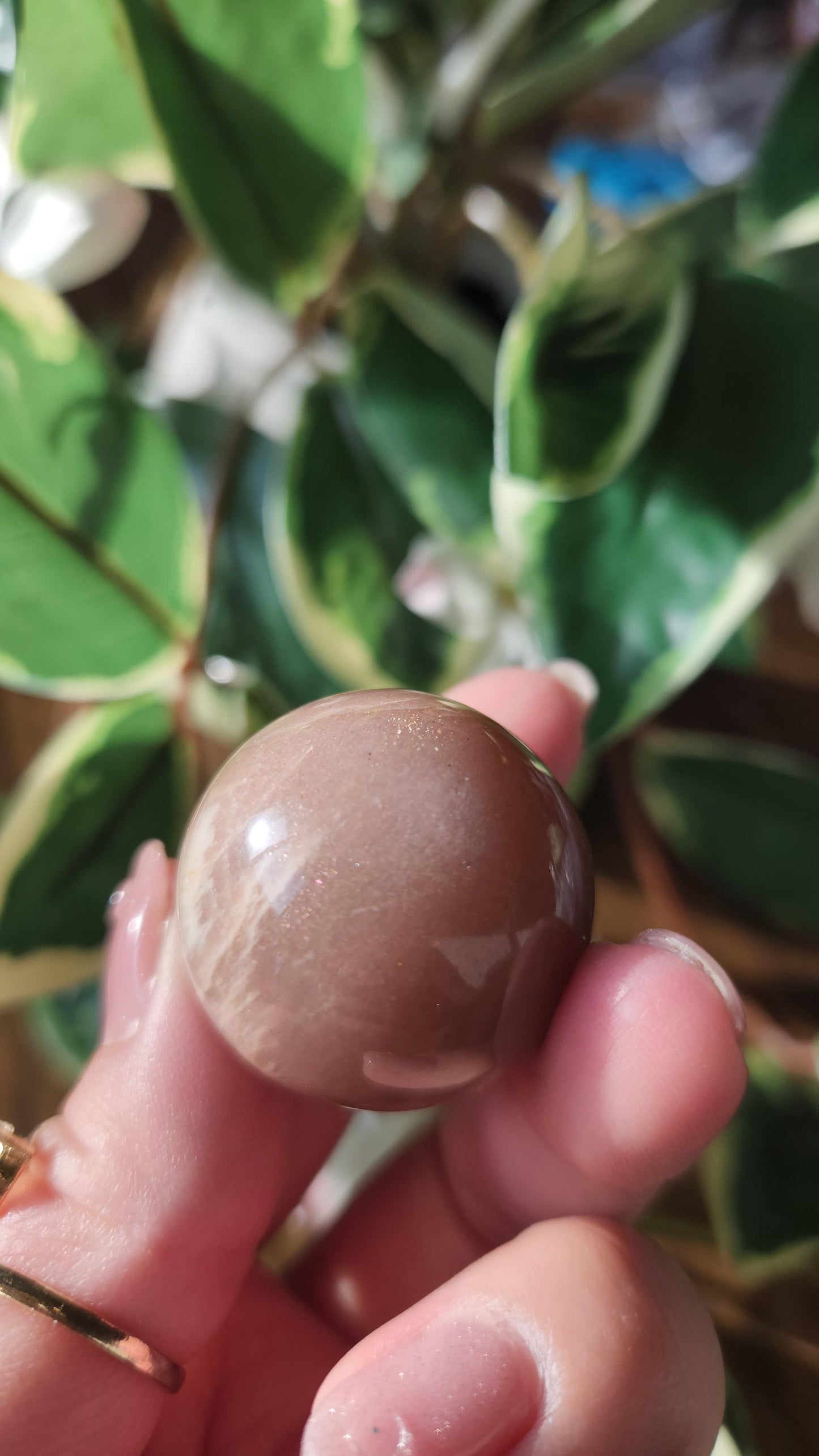 Beautiful high flash peach moonstone sphere