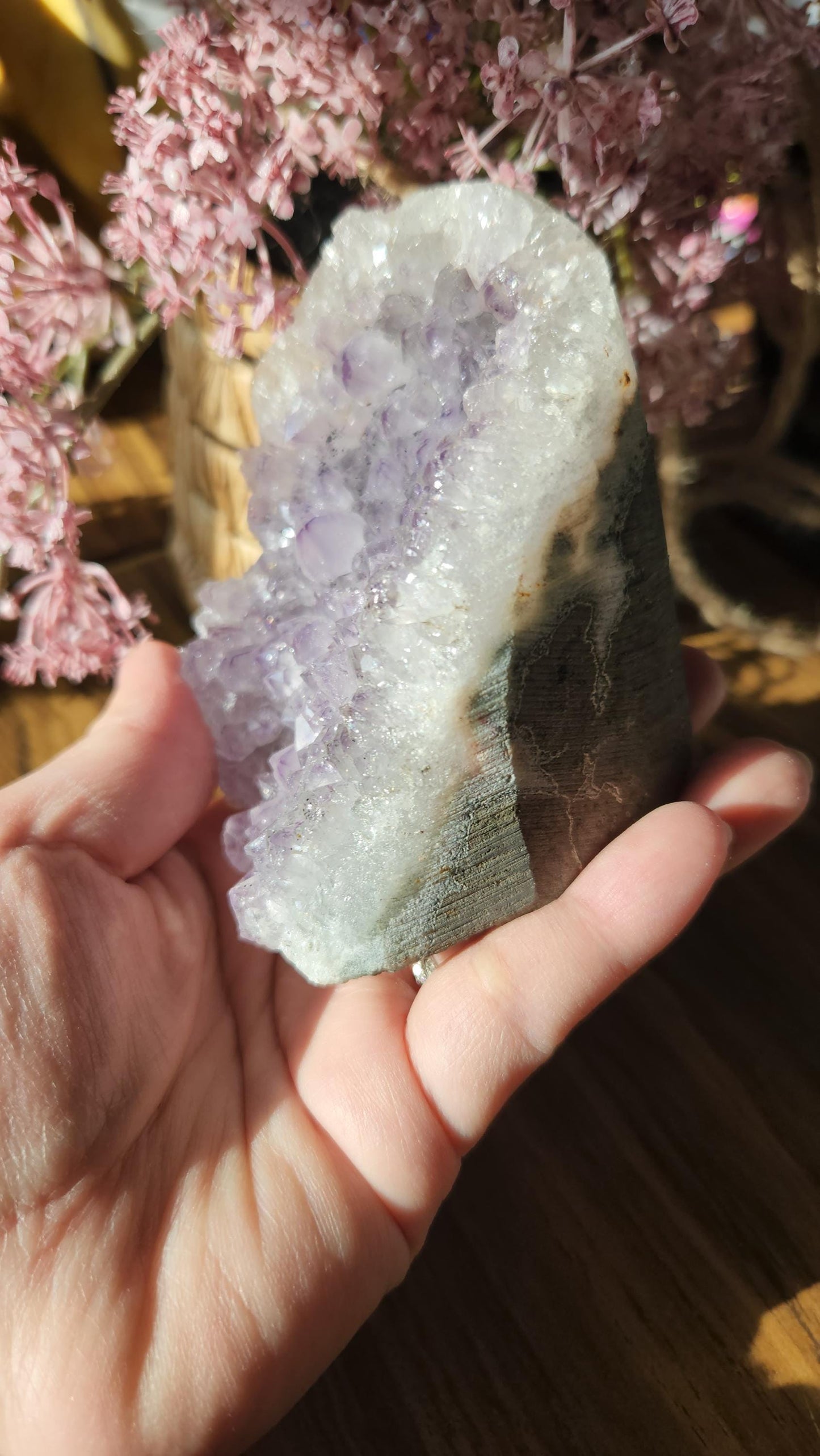 Beautiful light purple/lavender amethyst, raw cutbase, natural, from Brazil